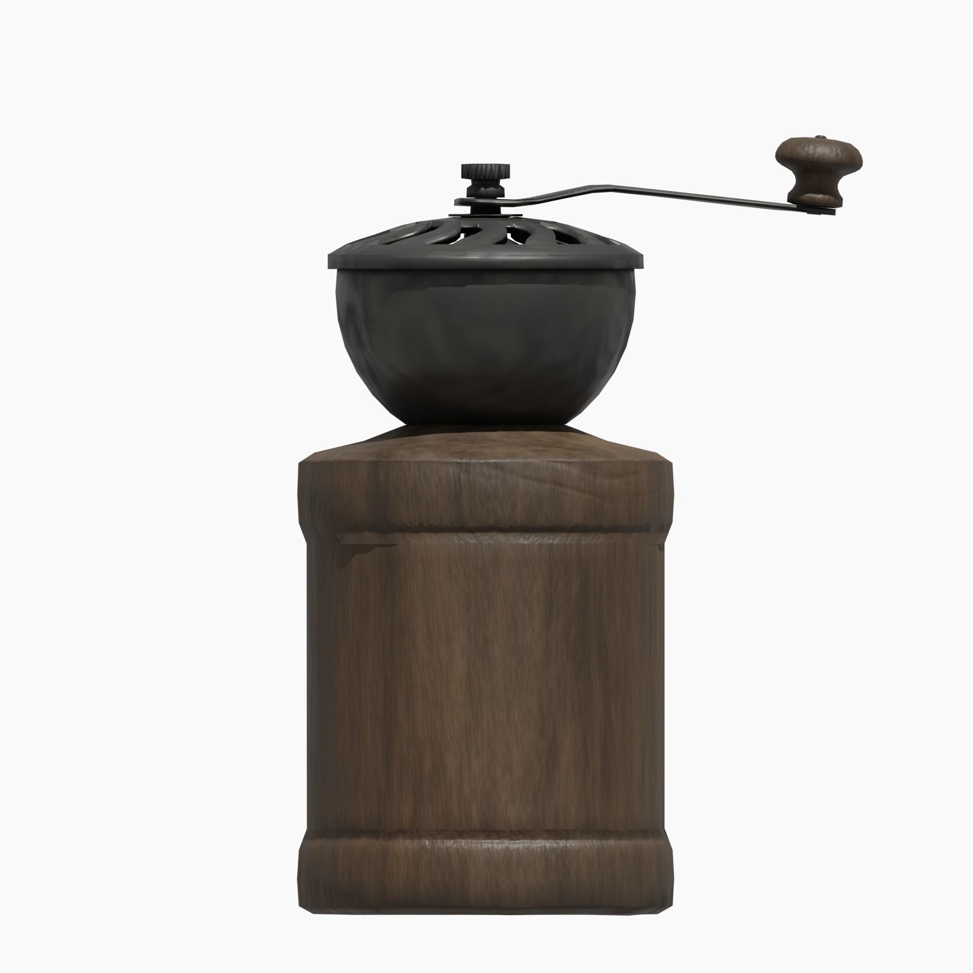 Antique Coffee Bean Grinder Mill Low-poly 3D model_2
