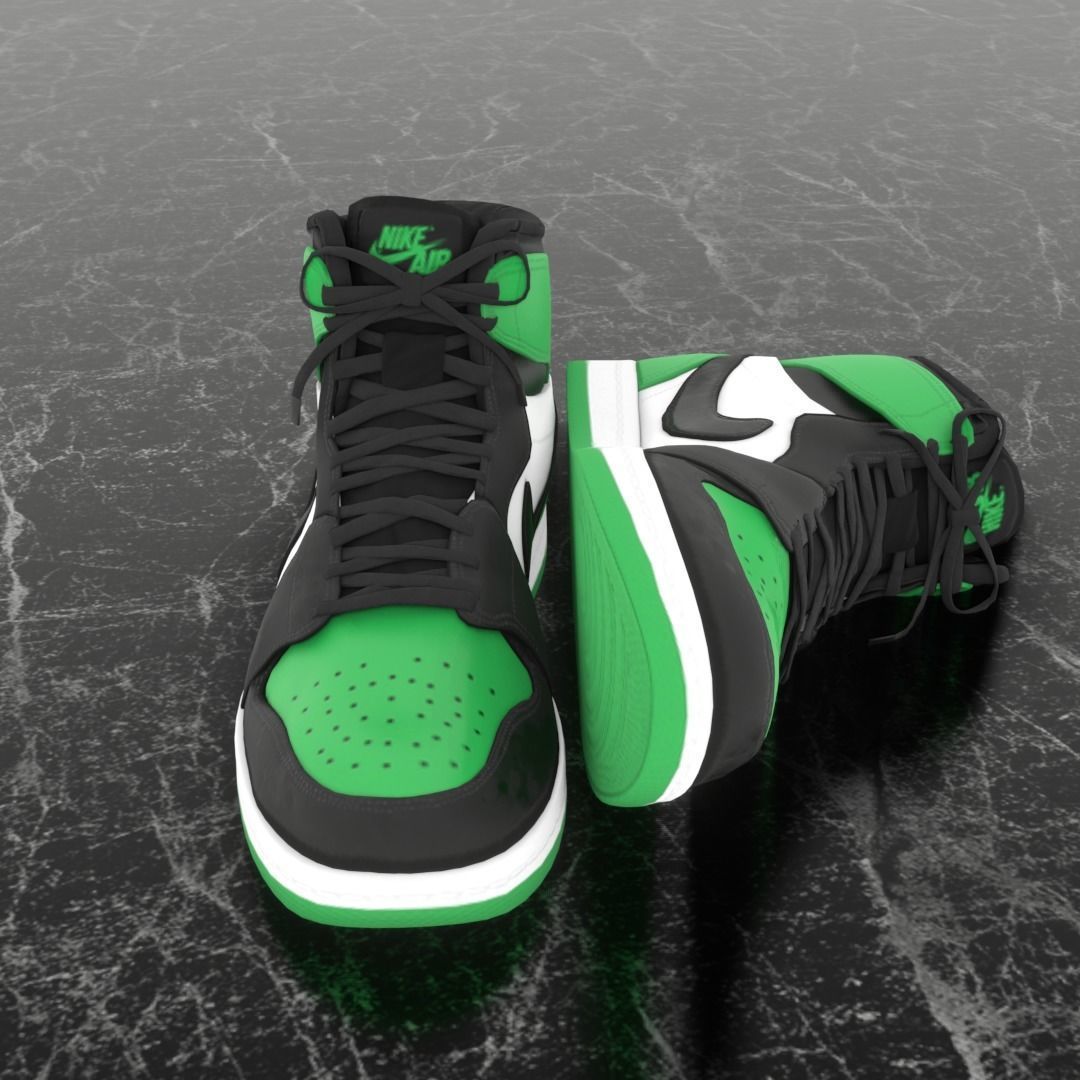 NIKE 3D SHOES - AIR JORDAN GREEN Low-poly 3D model_2