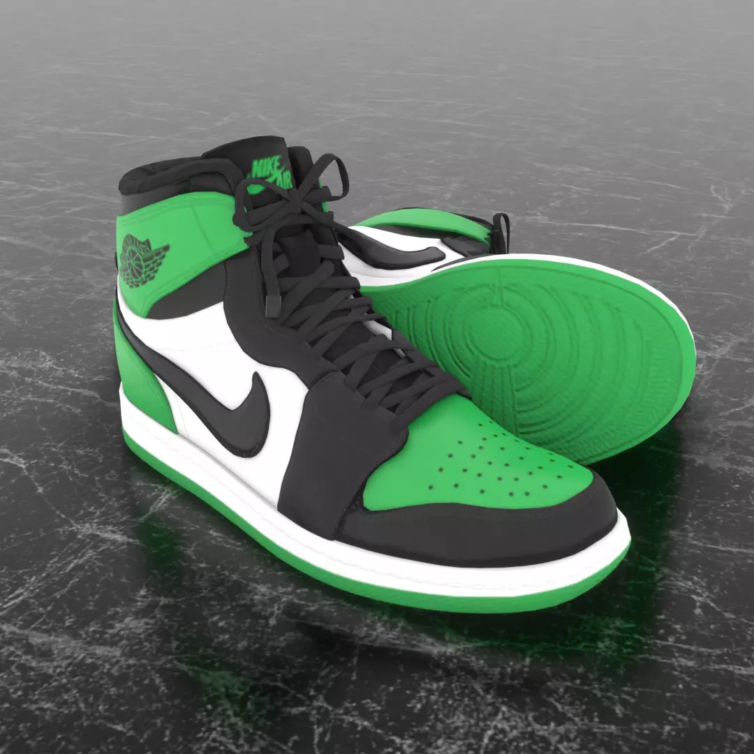NIKE 3D SHOES - AIR JORDAN GREEN Low-poly 3D model_0