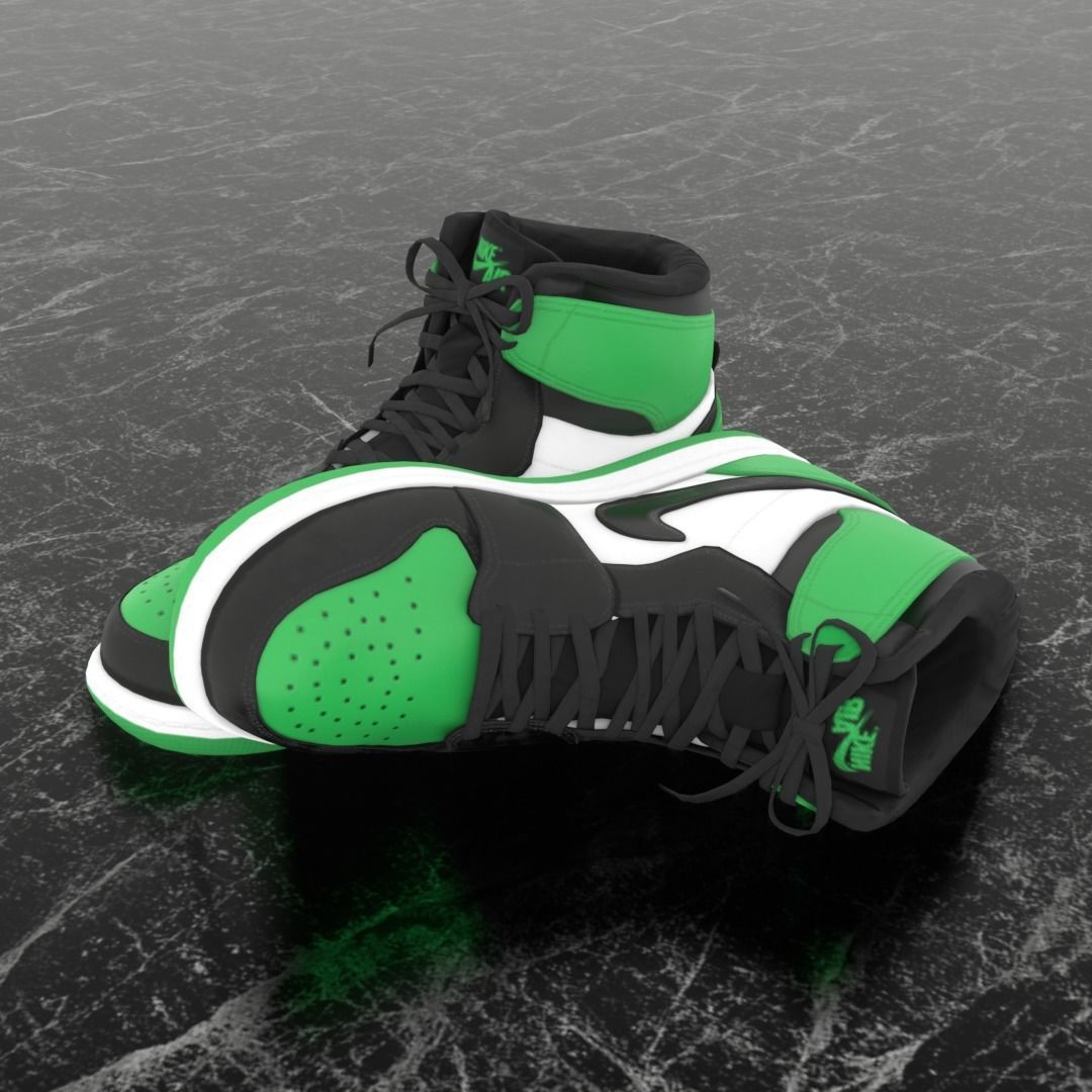NIKE 3D SHOES - AIR JORDAN GREEN Low-poly 3D model_1