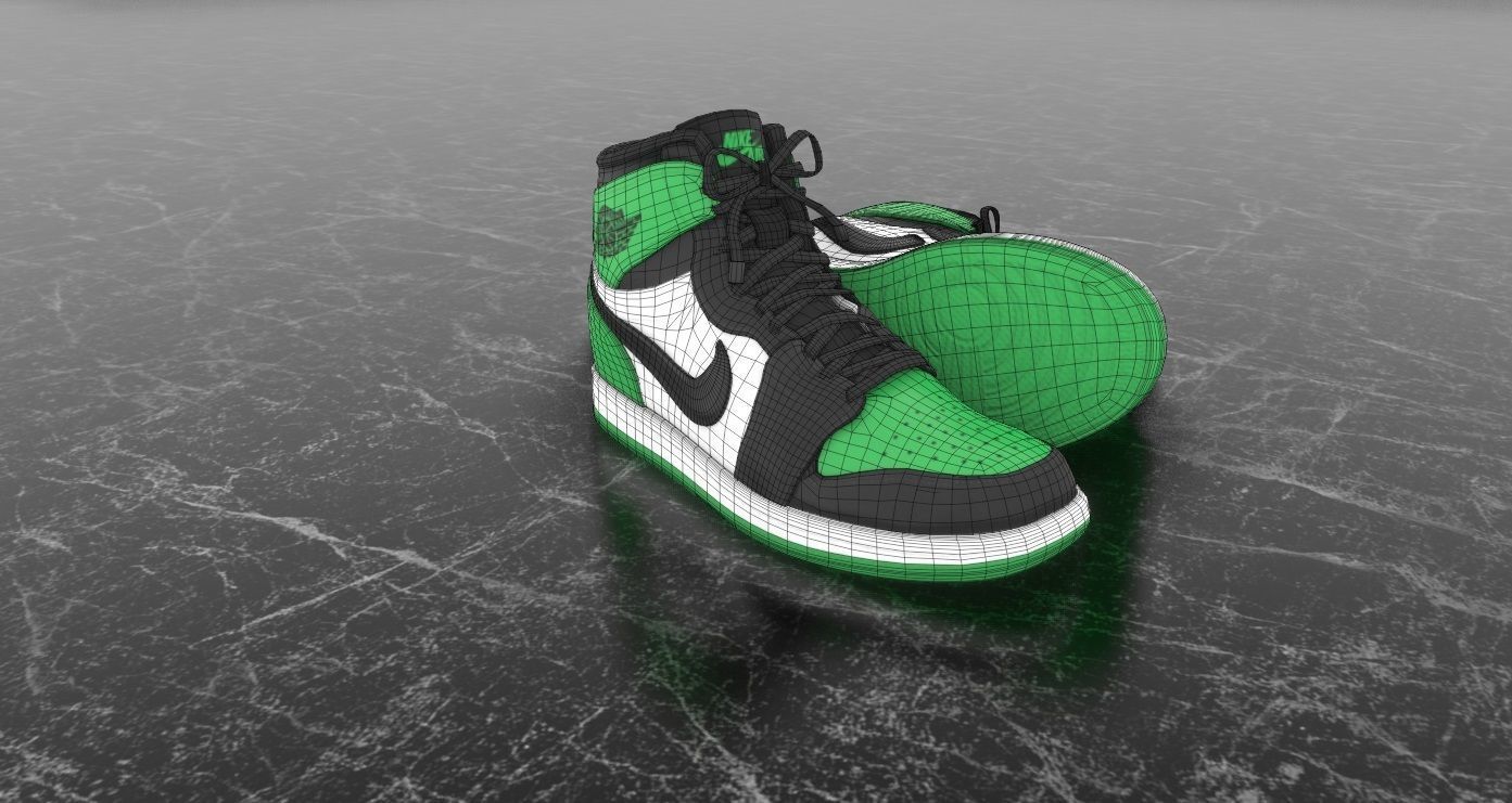 NIKE 3D SHOES - AIR JORDAN GREEN Low-poly 3D model_27