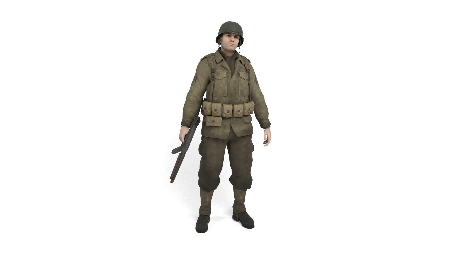 Allied soldier Low-poly 3D model_6