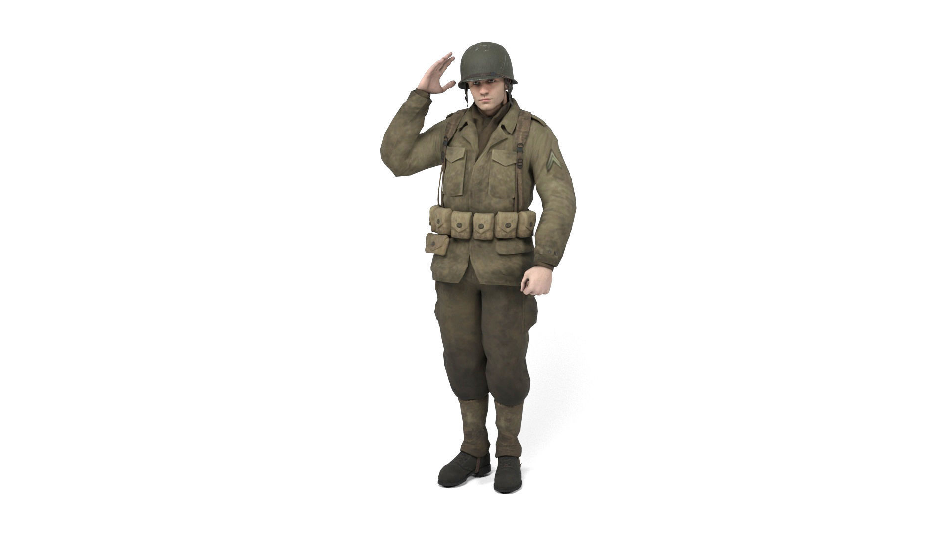 Allied soldier Low-poly 3D model_7