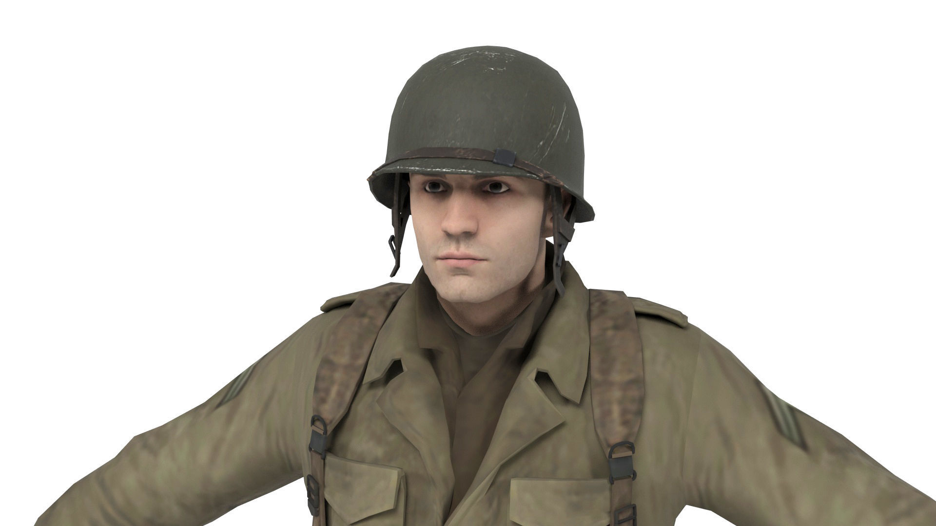 Allied soldier Low-poly 3D model_5