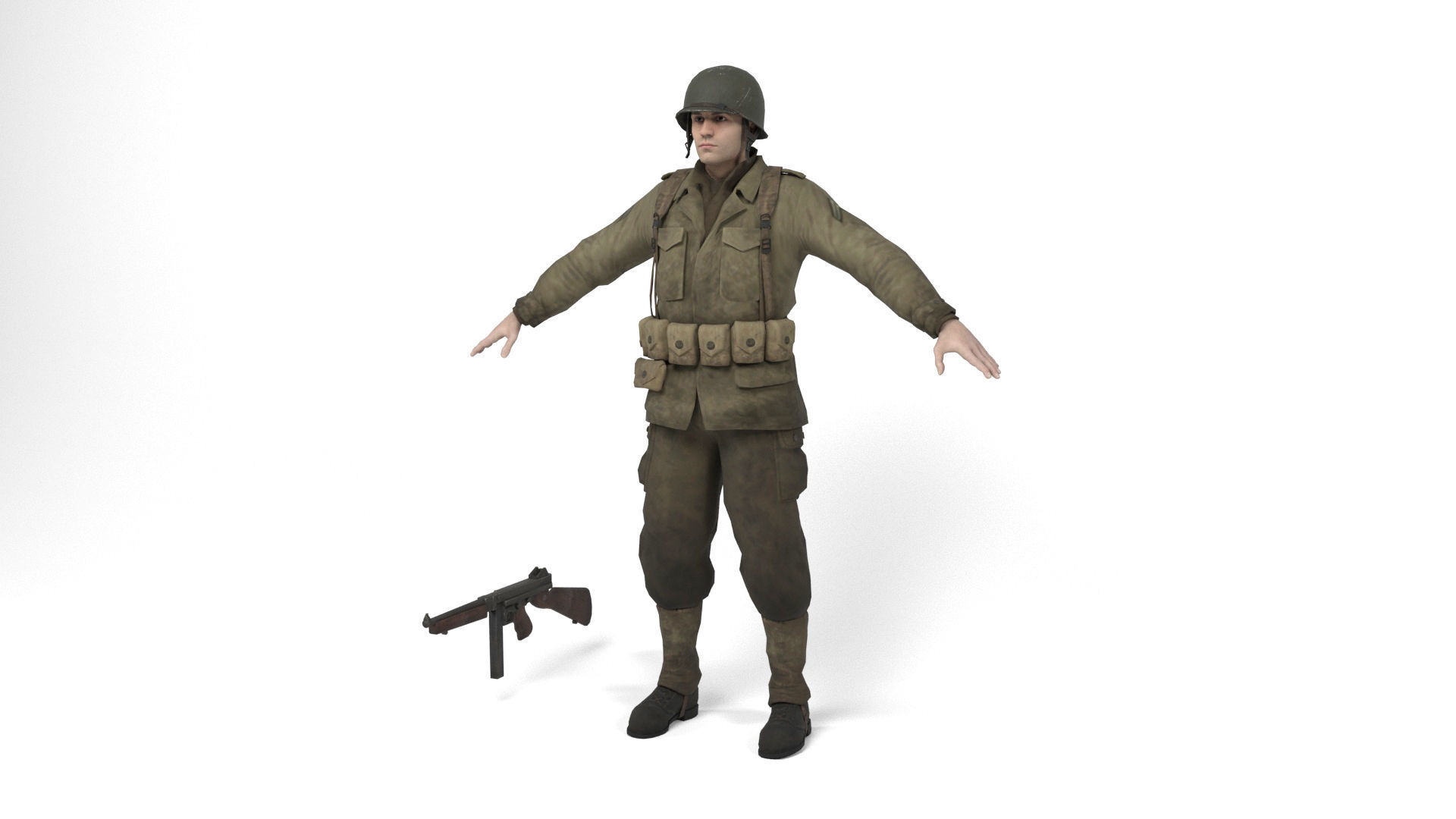 Allied soldier Low-poly 3D model_1