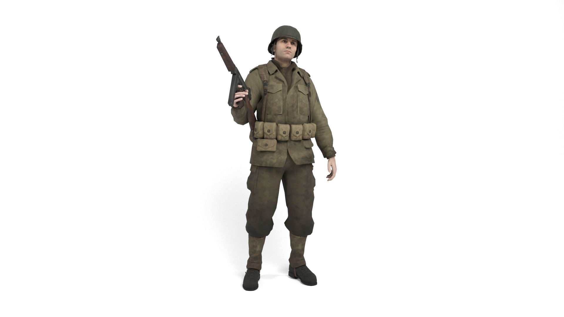 Allied soldier Low-poly 3D model_8