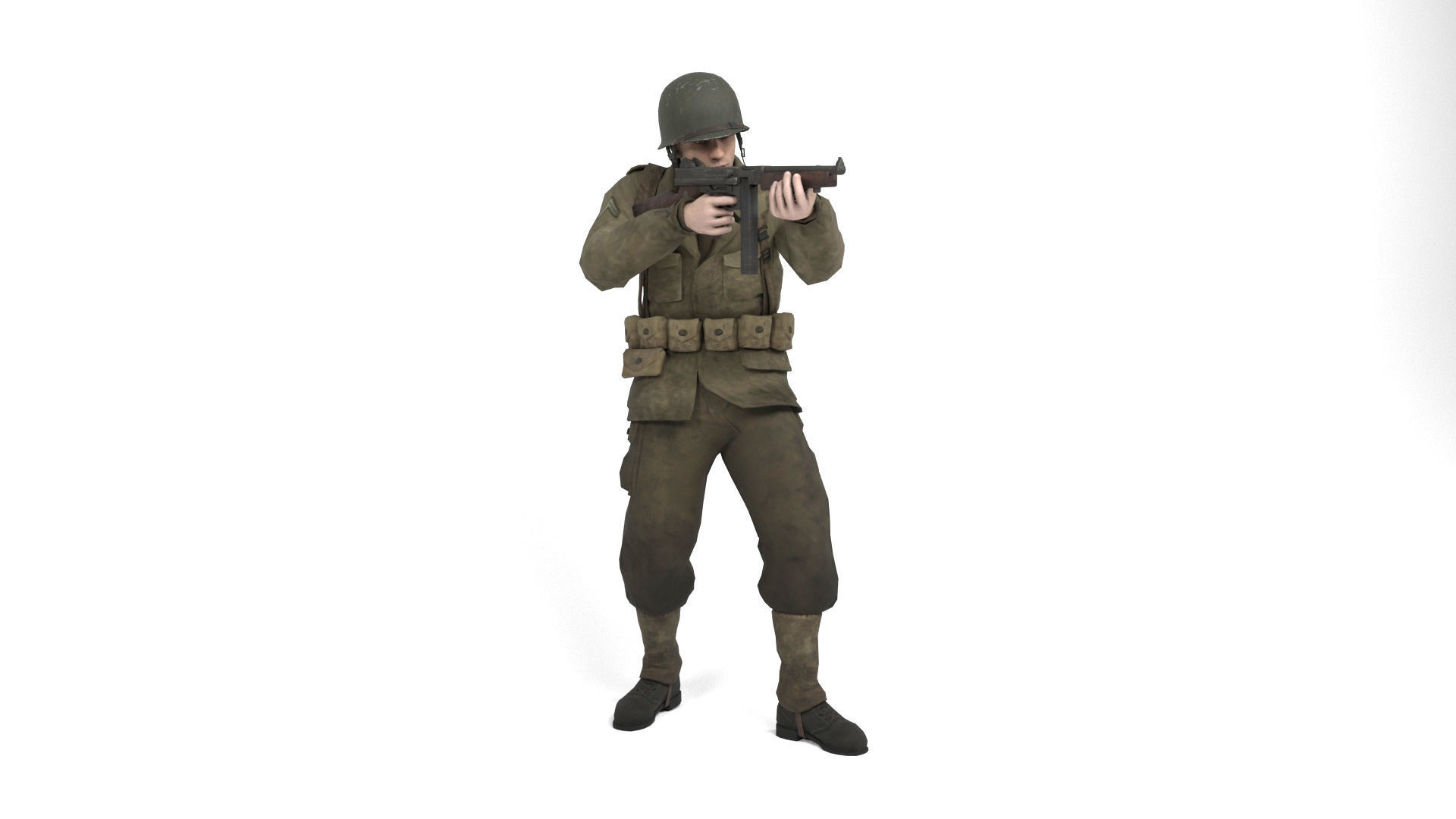 Allied soldier Low-poly 3D model_10