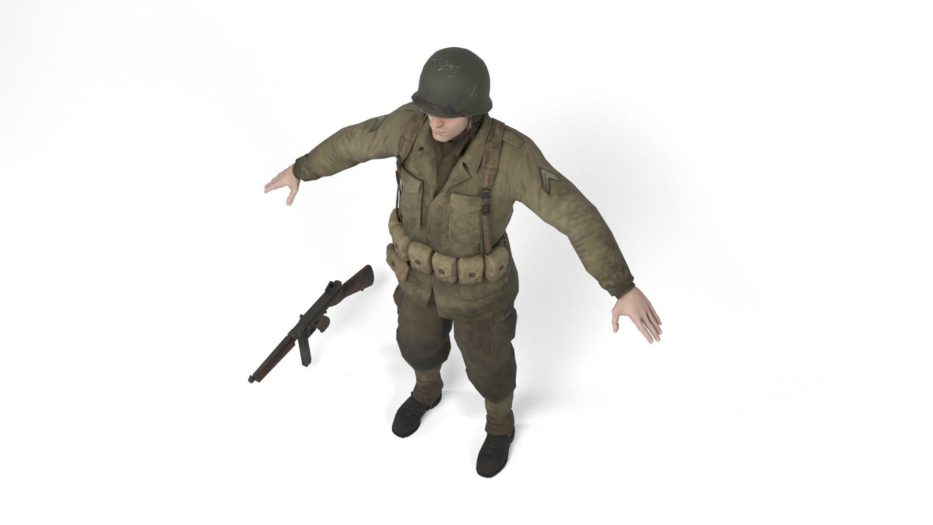 Allied soldier Low-poly 3D model_4