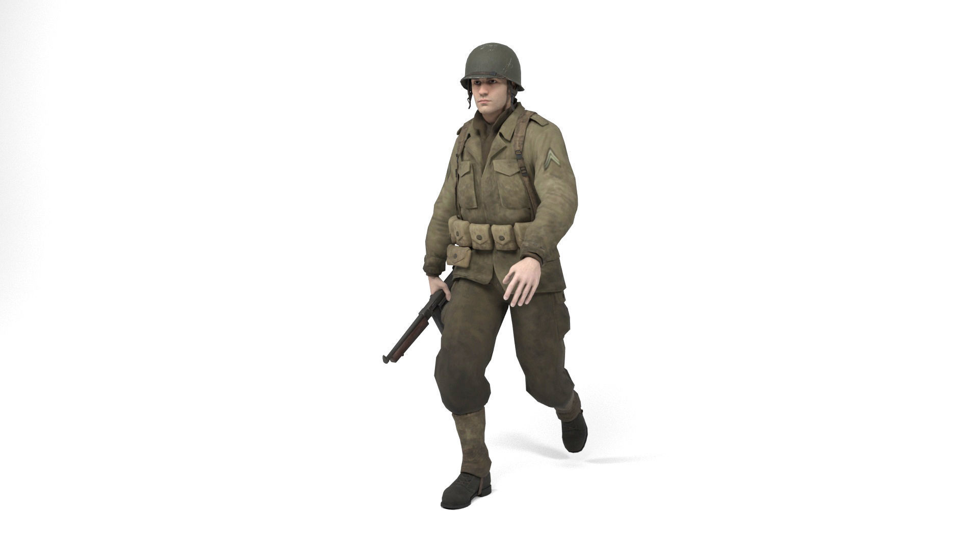 Allied soldier Low-poly 3D model_9