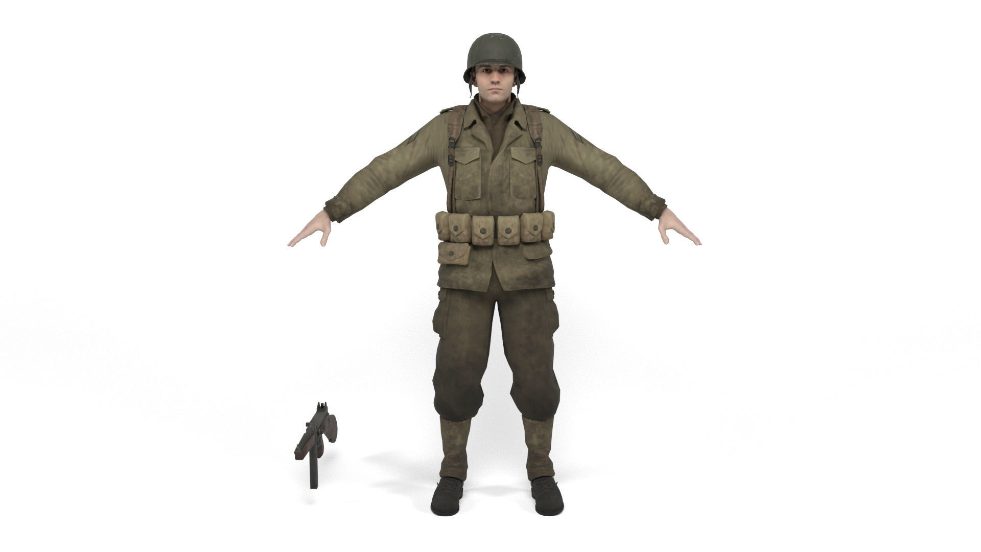 Allied soldier Low-poly 3D model_2