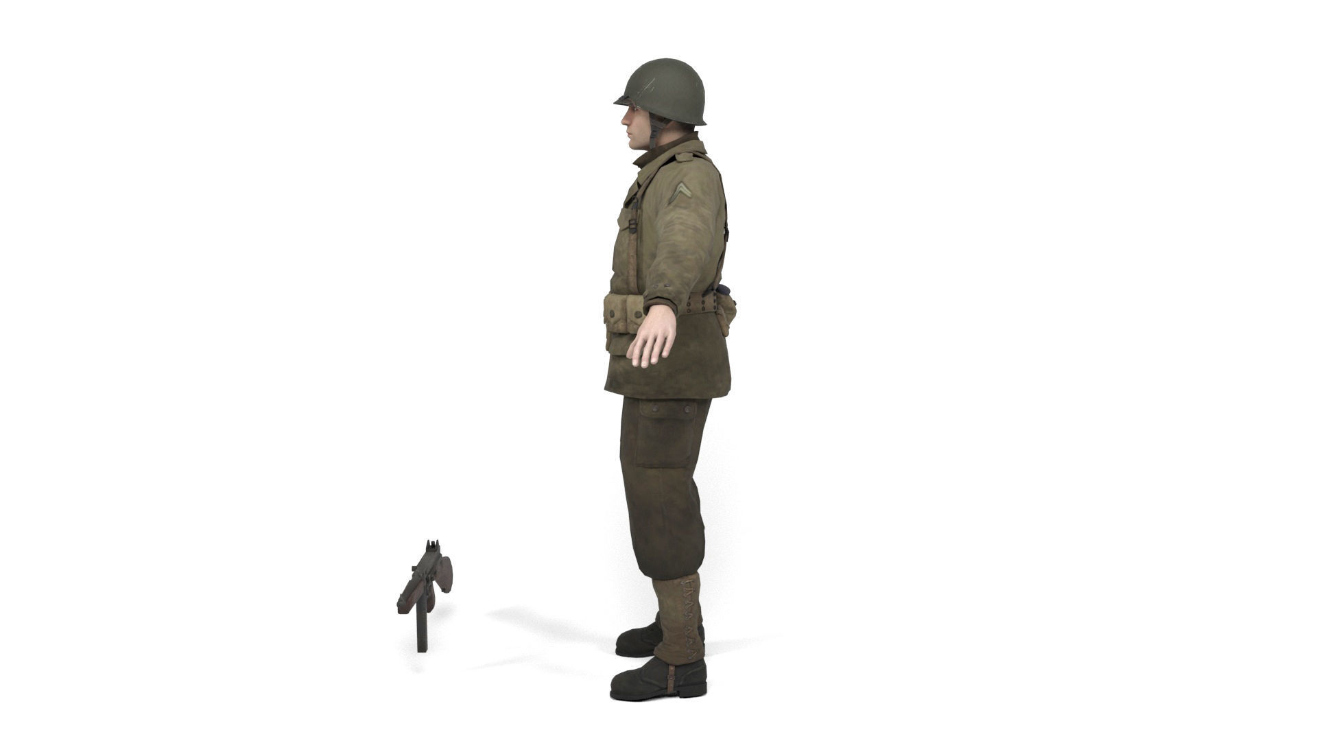 Allied soldier Low-poly 3D model_3