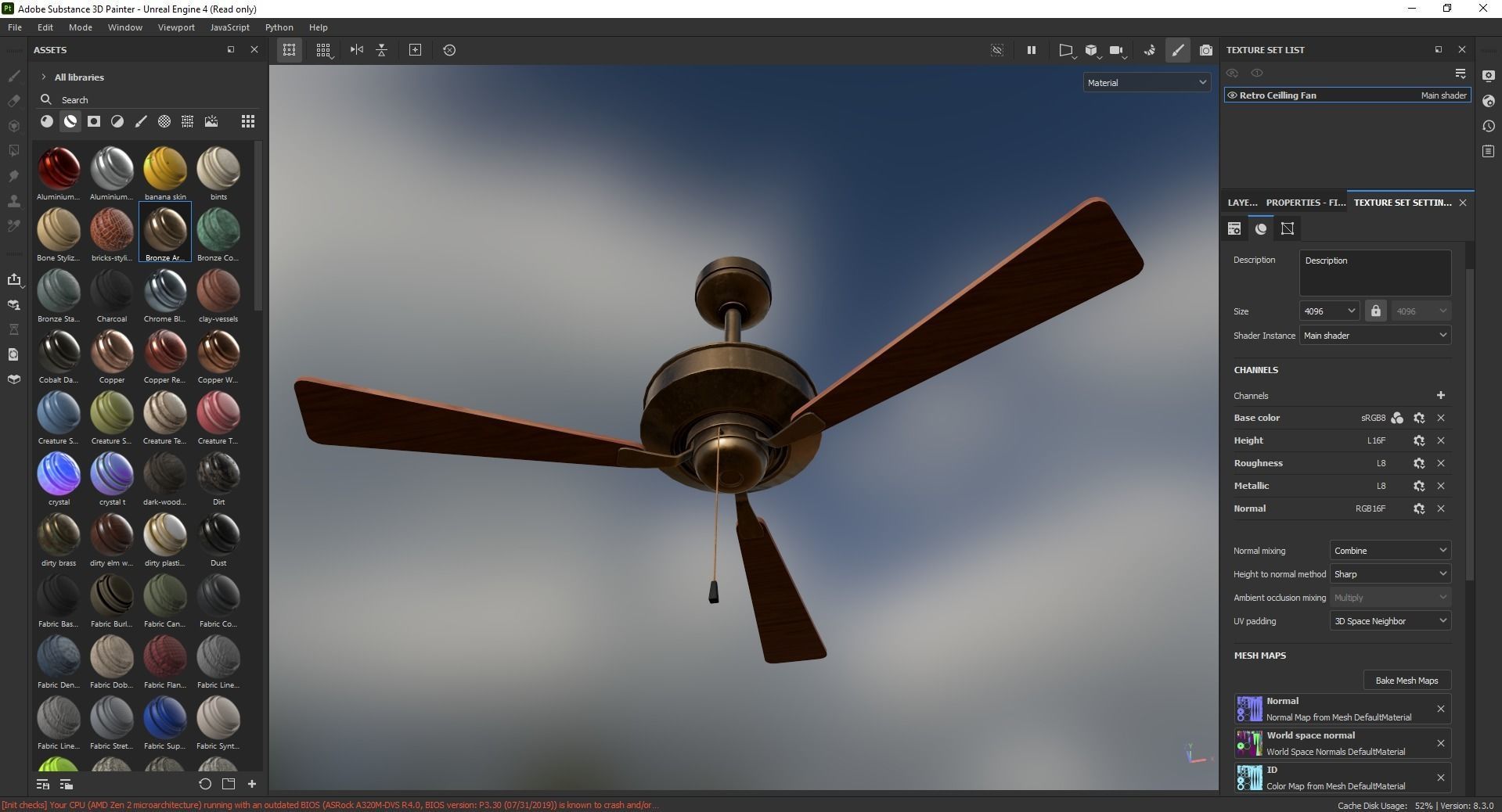 Retro Ceilling Fan 3D Model Low-poly 3D model_6