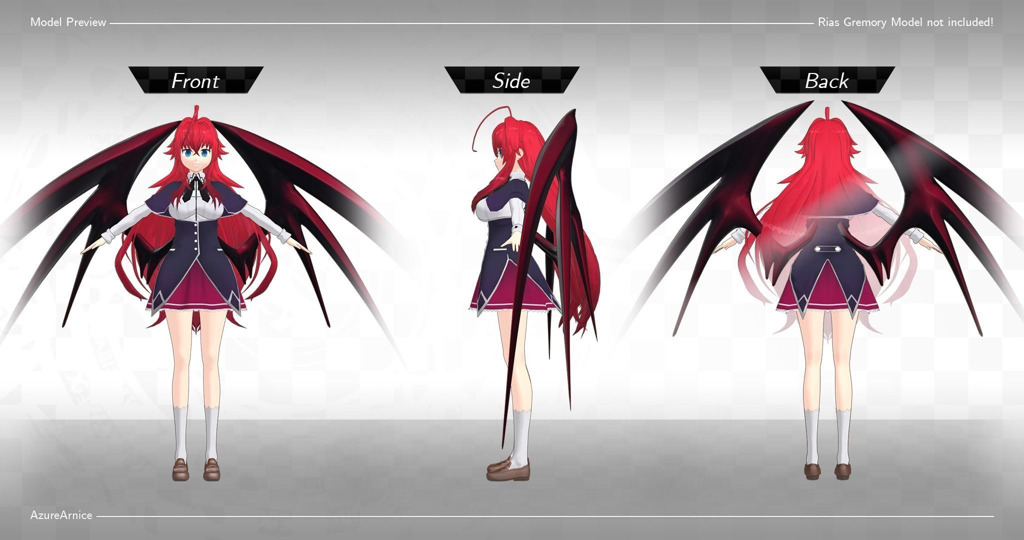 Highschool DxD - Devil Wings MMD Model Free low-poly 3D model_1