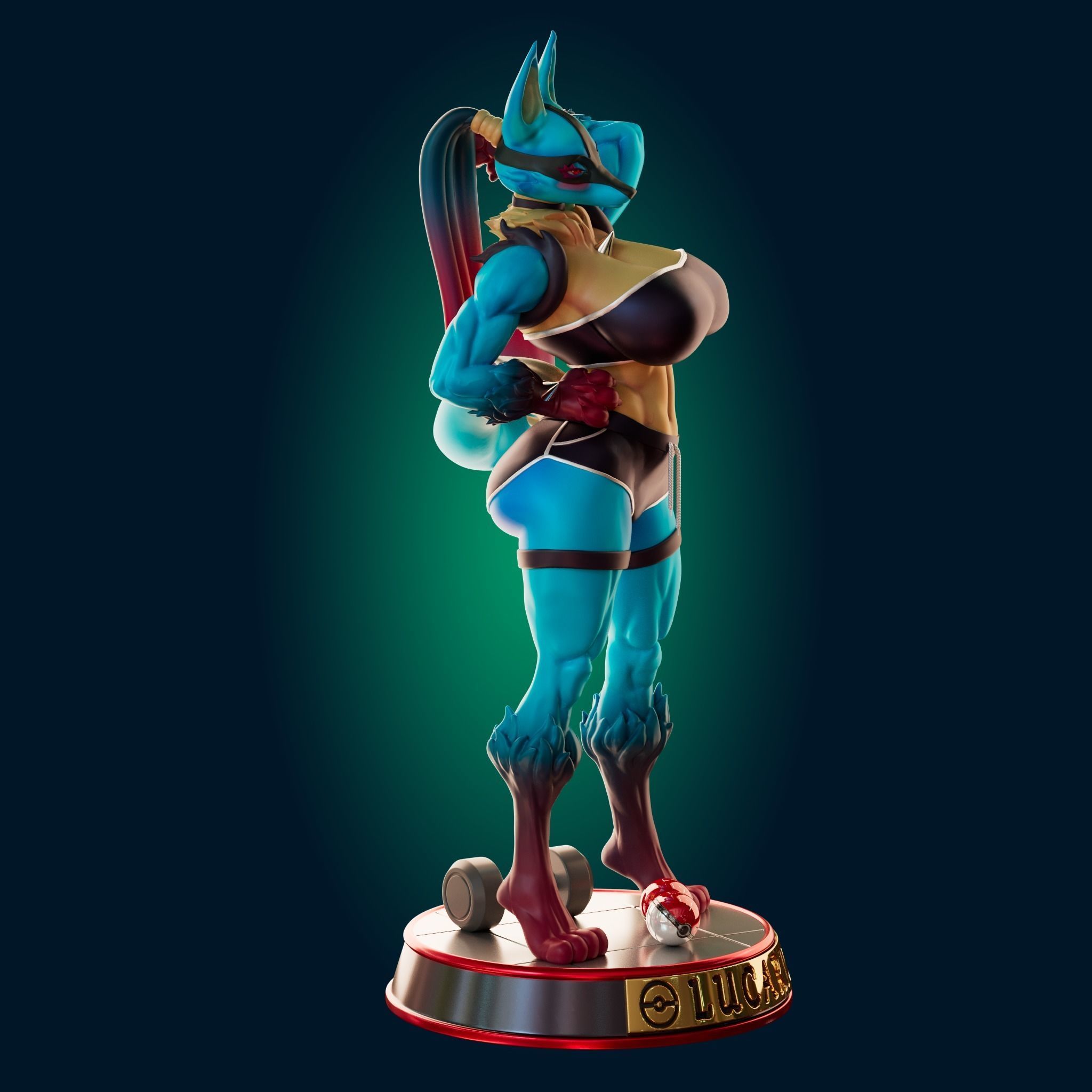 Lucario Thicc Muscle Mommy - 4 Furry variation  3D print model_3
