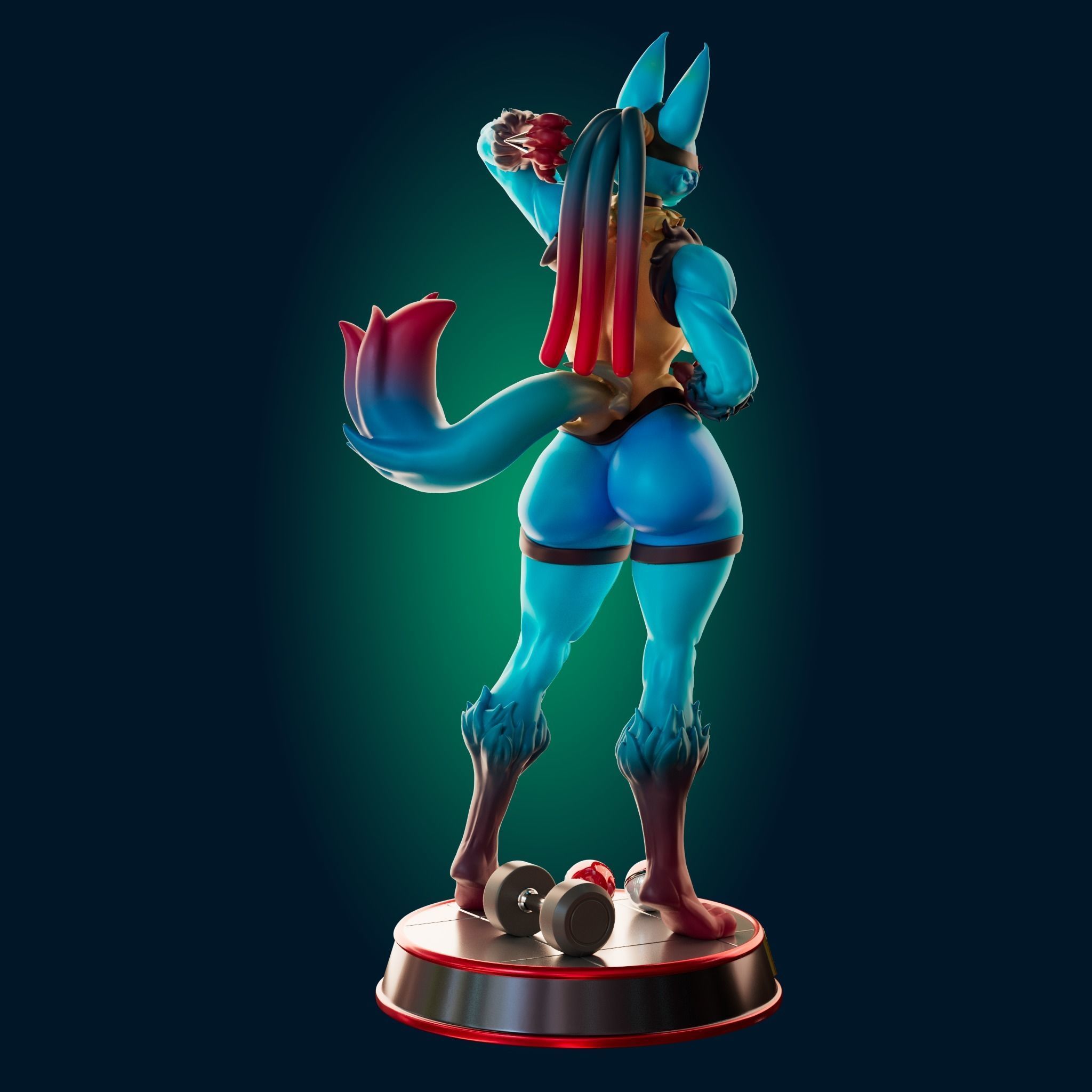 Lucario Thicc Muscle Mommy - 4 Furry variation  3D print model_10