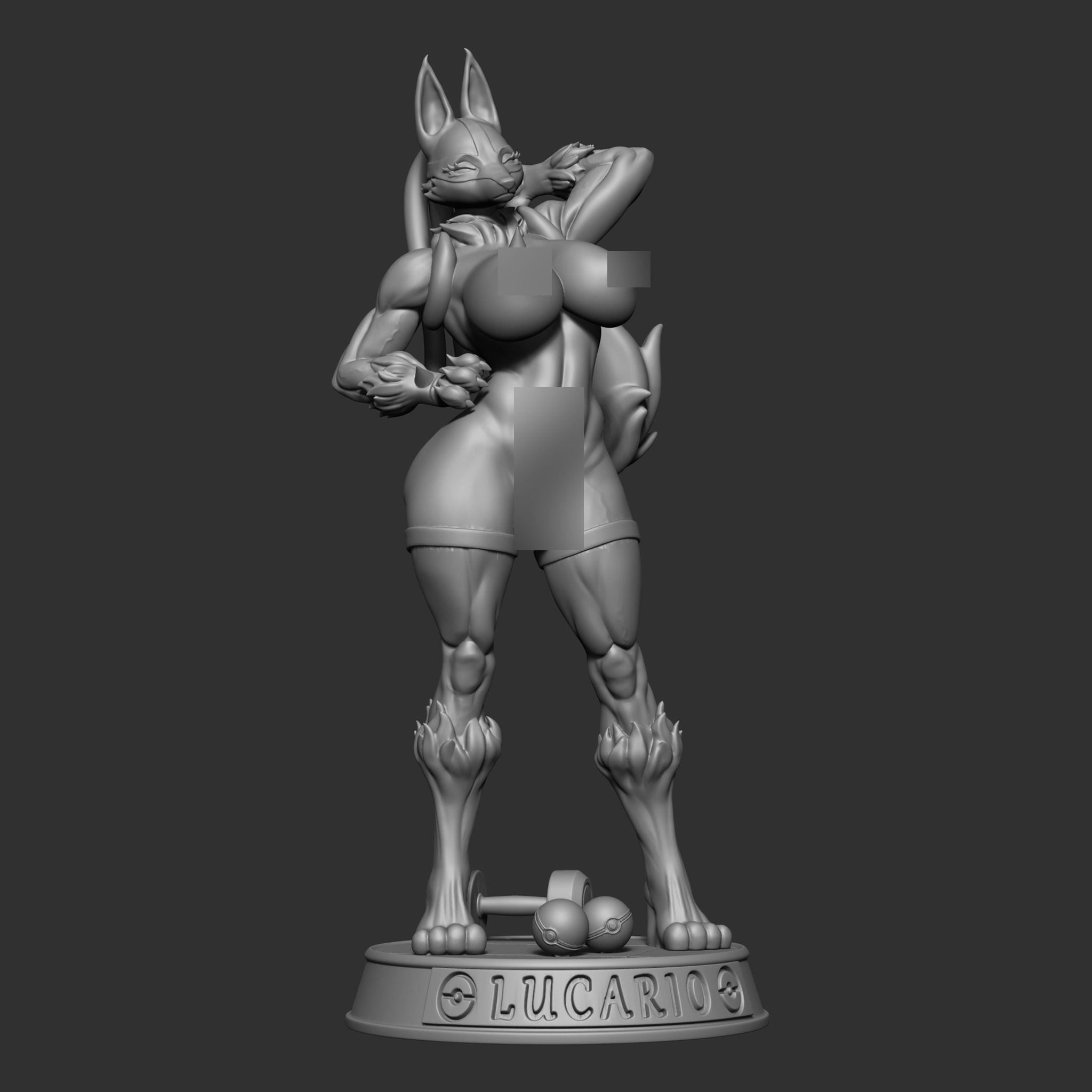 Lucario Thicc Muscle Mommy - 4 Furry variation  3D print model_14