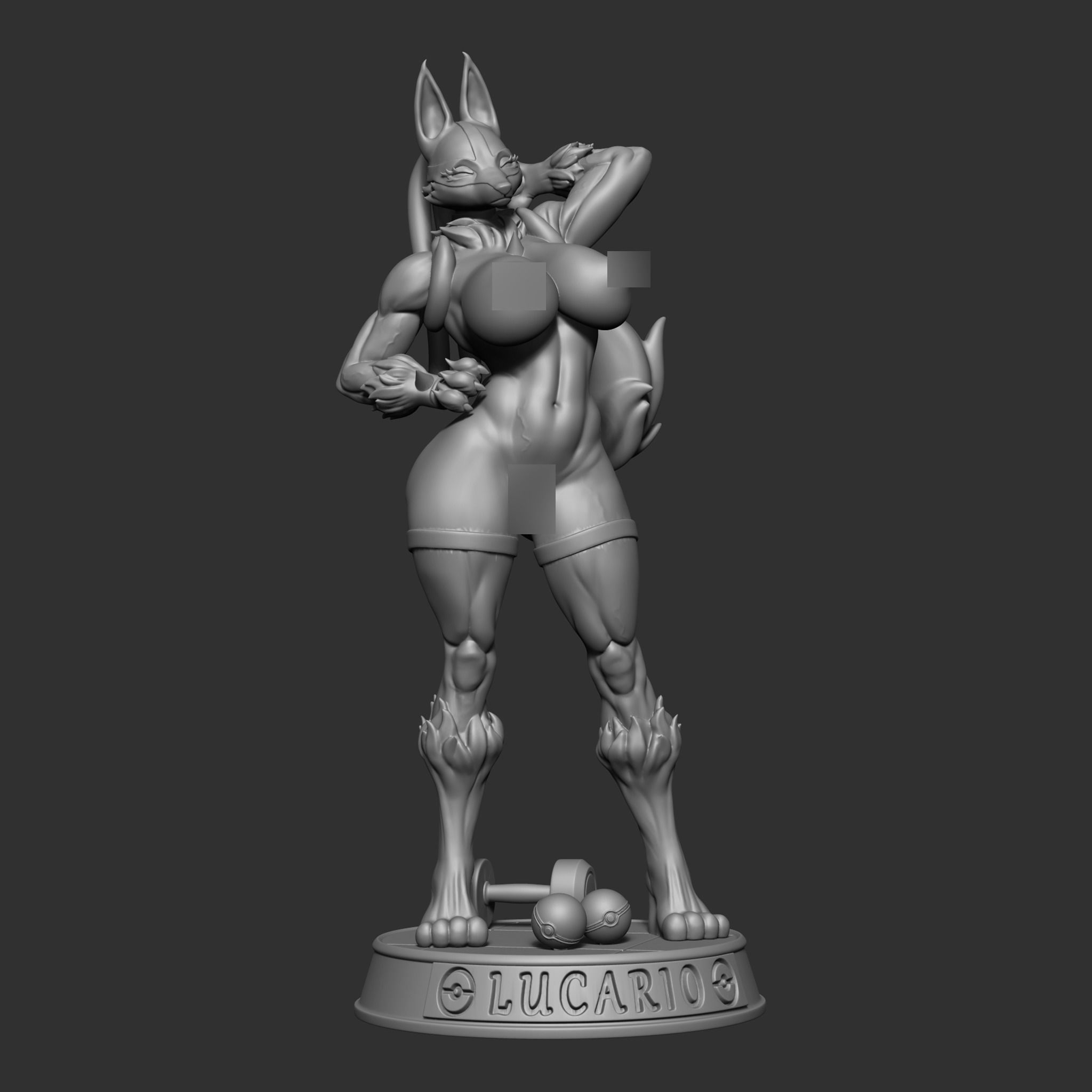 Lucario Thicc Muscle Mommy - 4 Furry variation  3D print model_13