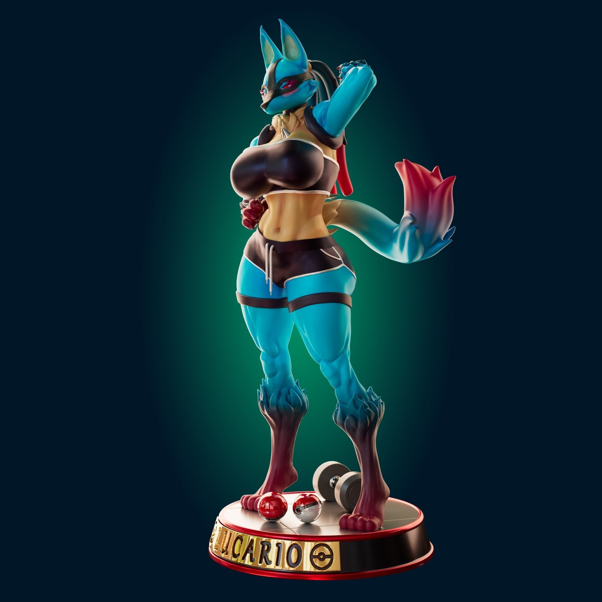 Lucario Thicc Muscle Mommy - 4 Furry variation  3D print model_8