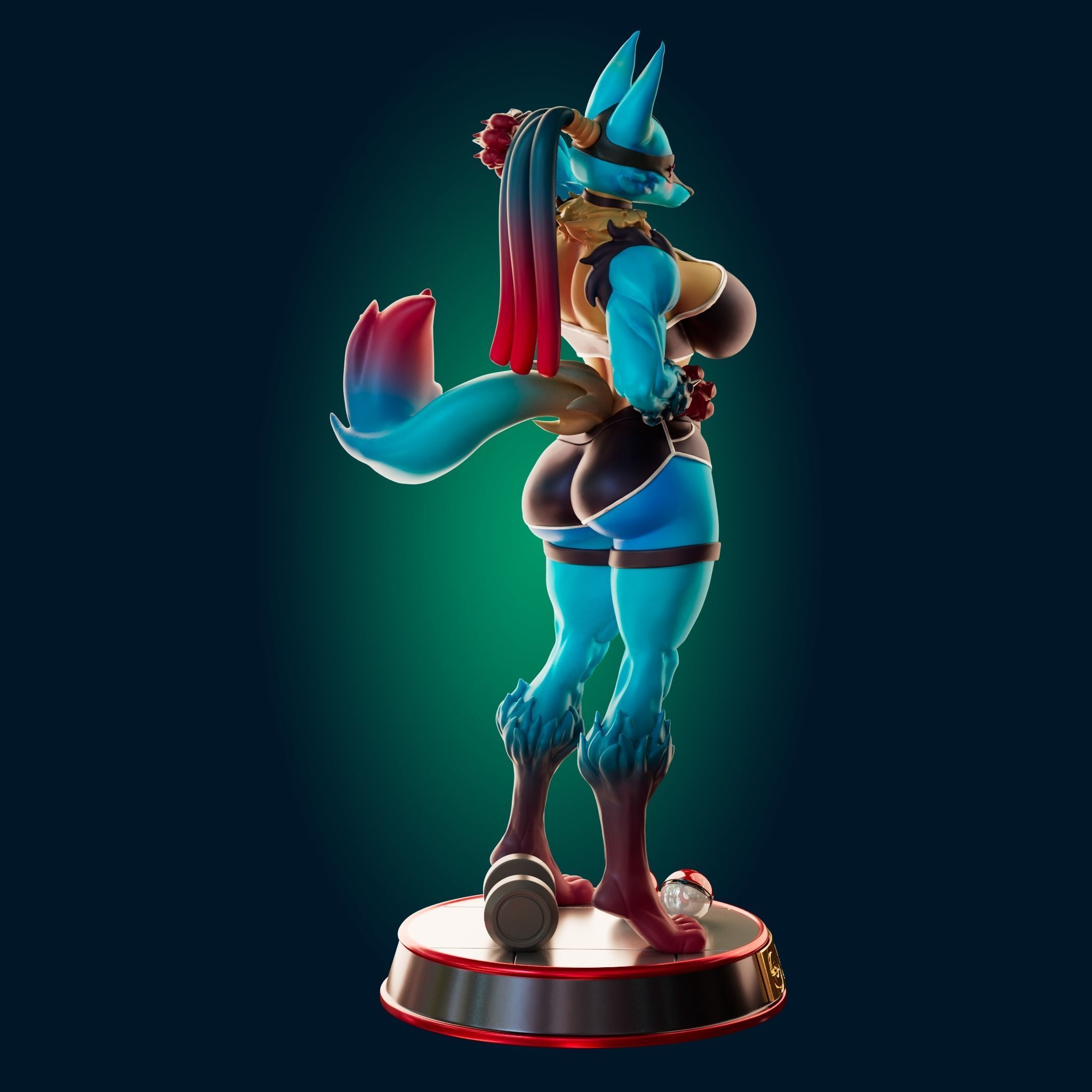 Lucario Thicc Muscle Mommy - 4 Furry variation  3D print model_4