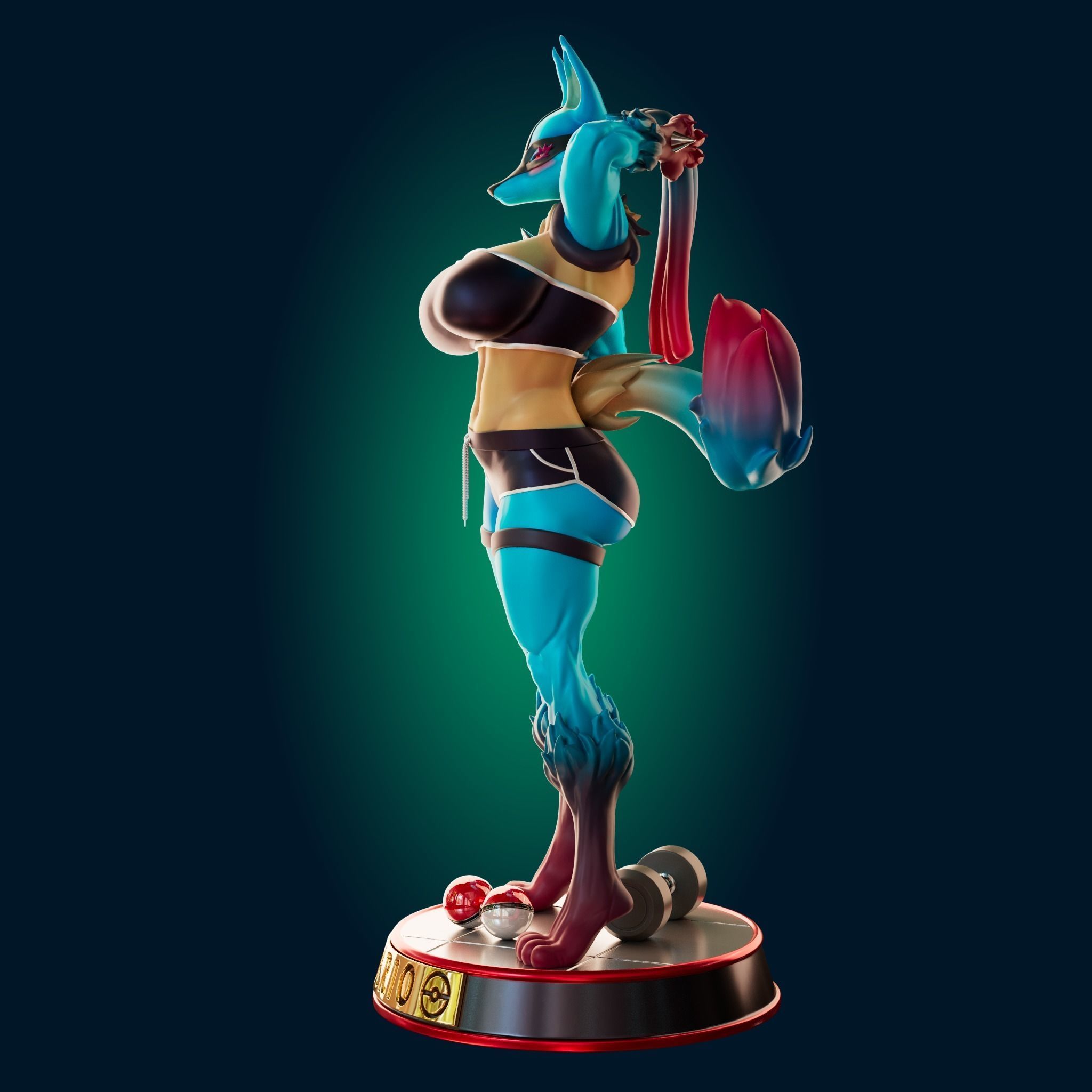 Lucario Thicc Muscle Mommy - 4 Furry variation  3D print model_7