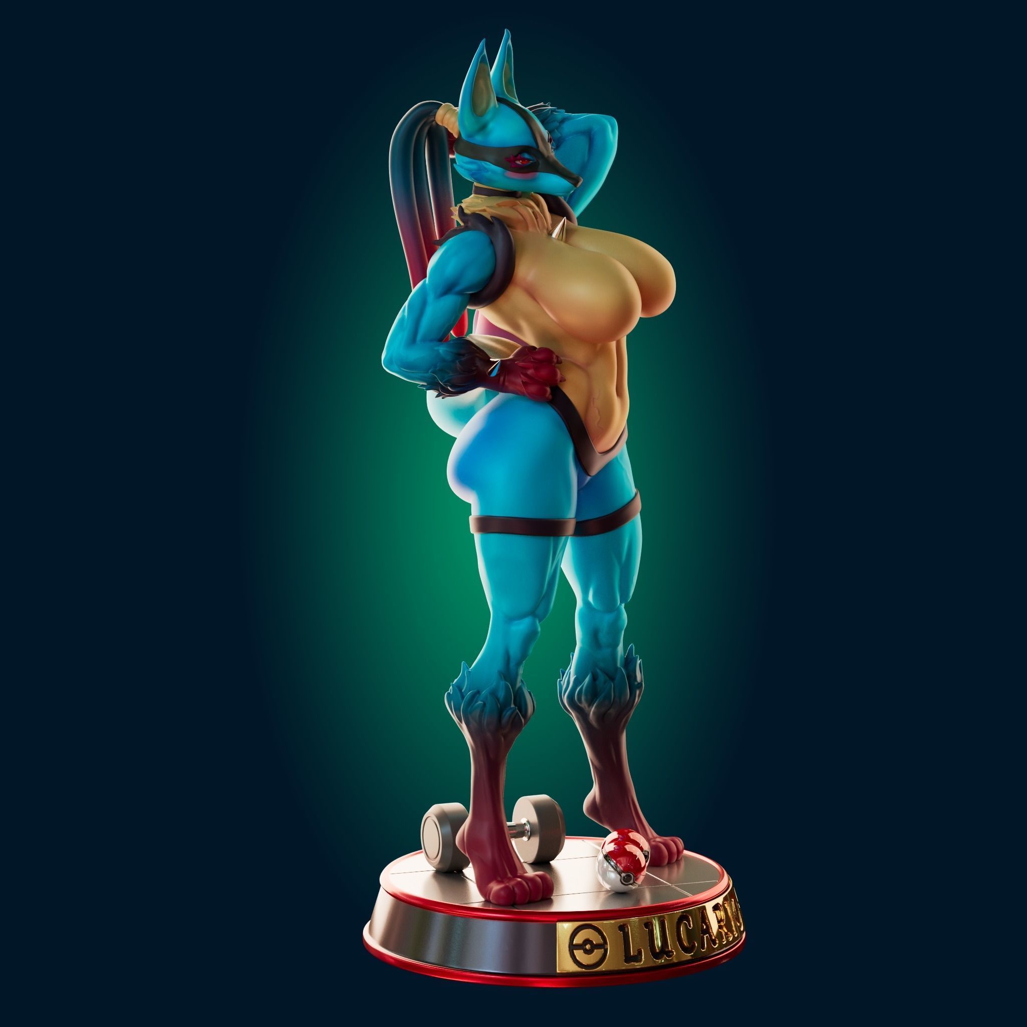 Lucario Thicc Muscle Mommy - 4 Furry variation  3D print model_9