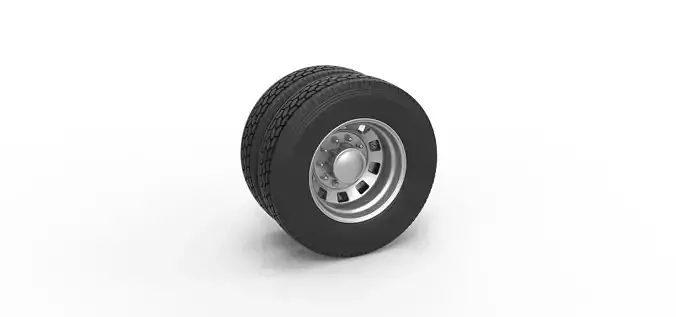 10 Square Hole Rear double wheel of semi truck Scale 1 to 25