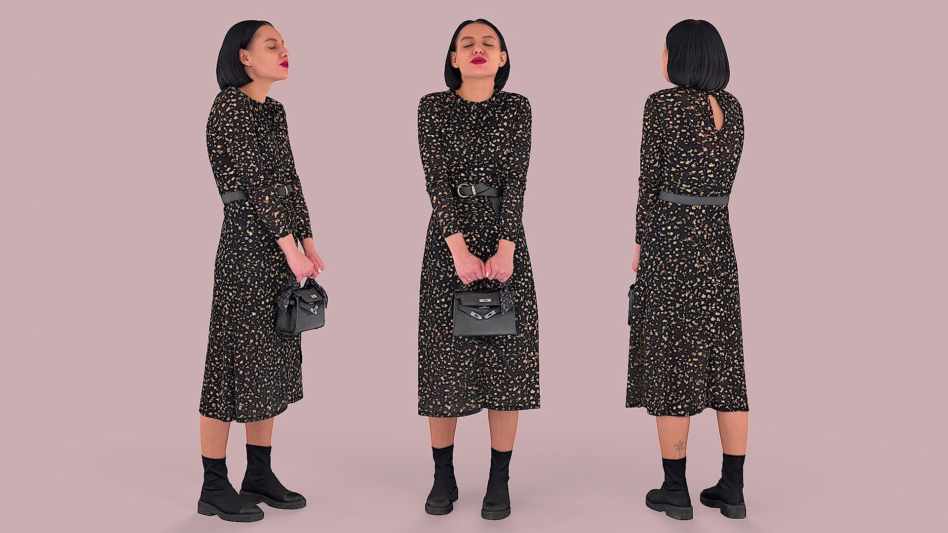 Golden Euphoria Chic Girl in Black 3D model_1
