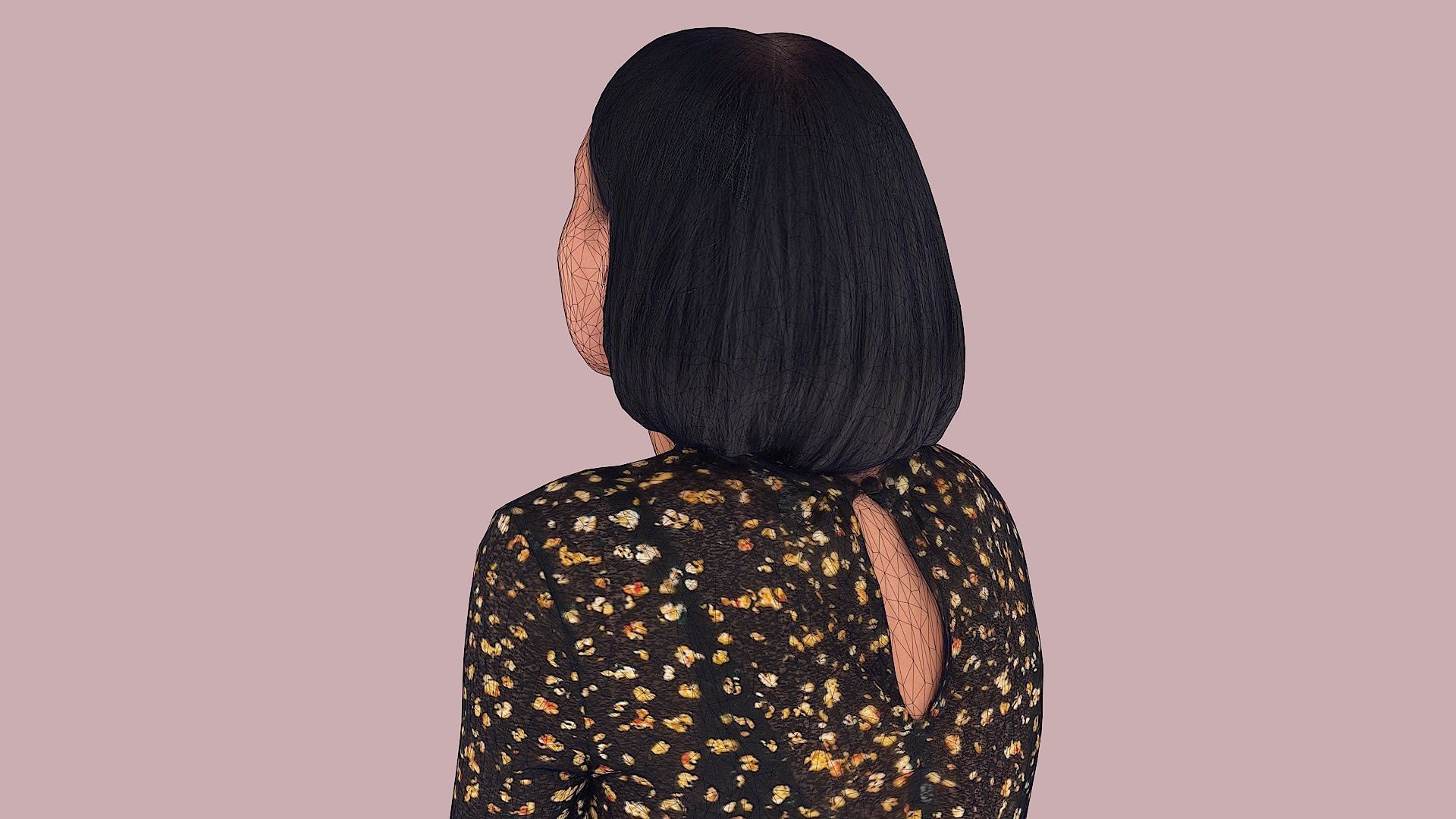 Golden Euphoria Chic Girl in Black 3D model_20