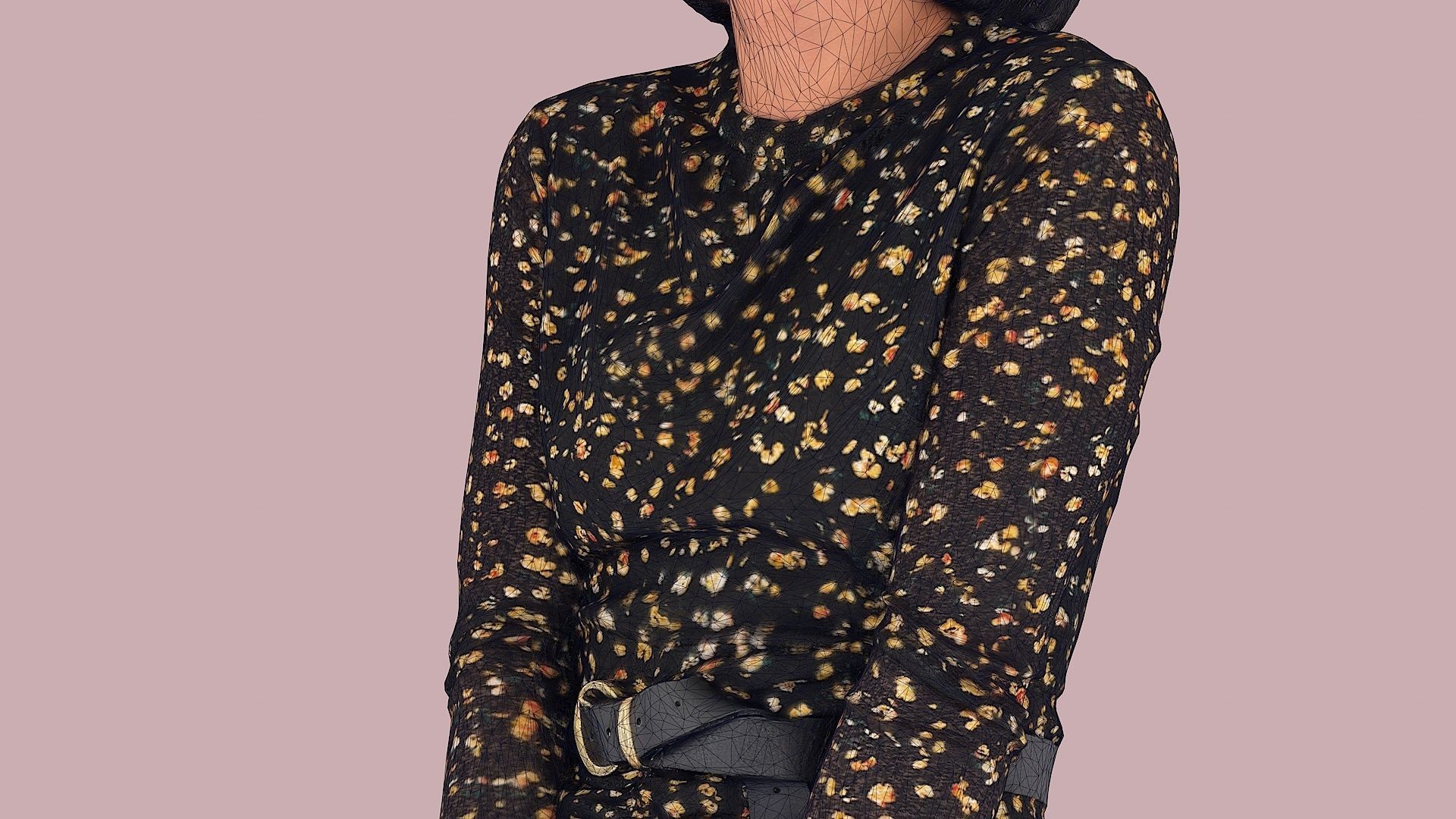 Golden Euphoria Chic Girl in Black 3D model_10