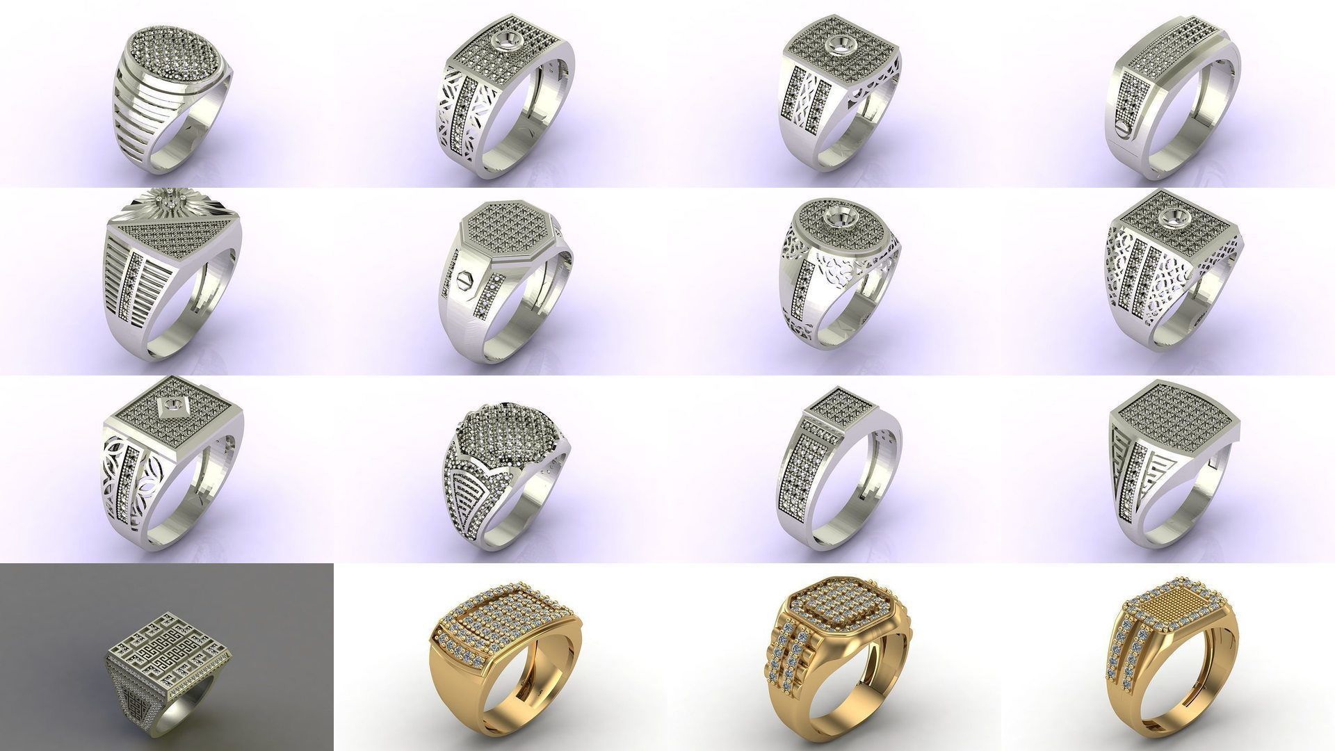 171 Mens Rings Gents Rings Mixed Model Group 3D Model Collection_7