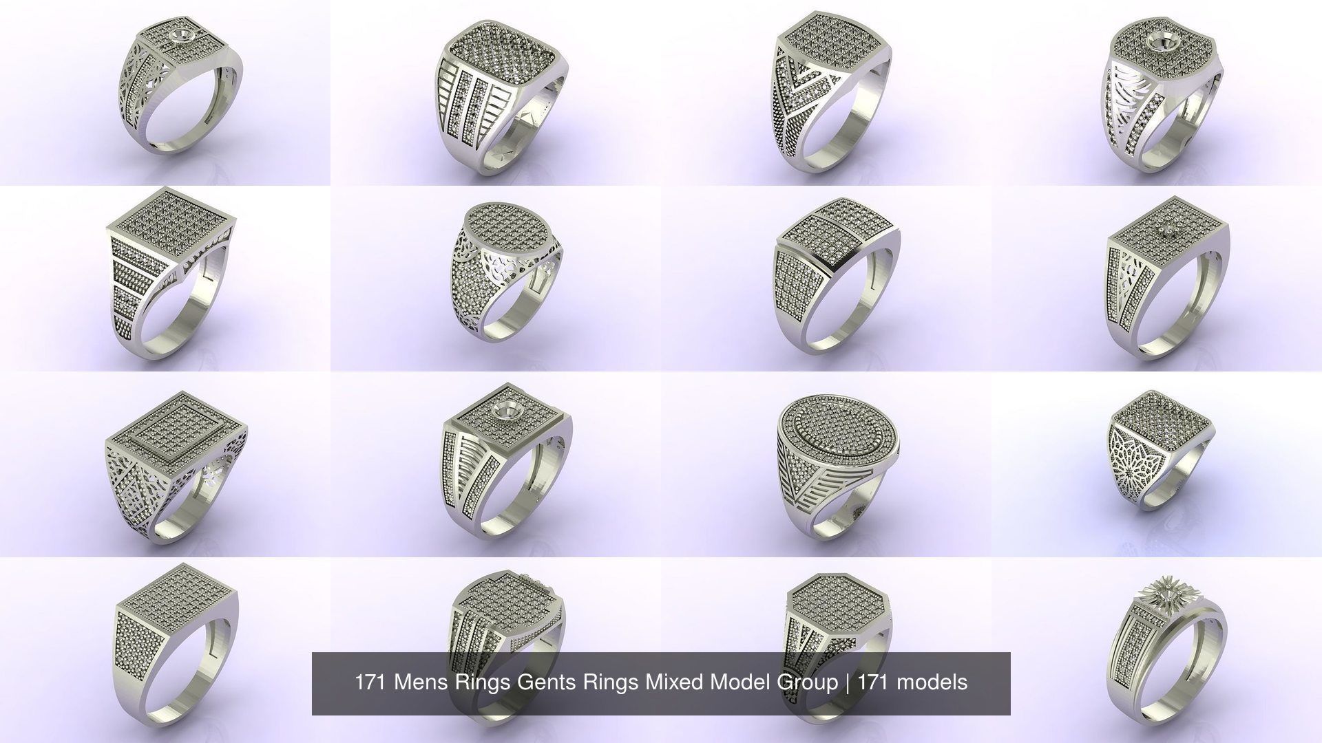 171 Mens Rings Gents Rings Mixed Model Group 3D Model Collection_2