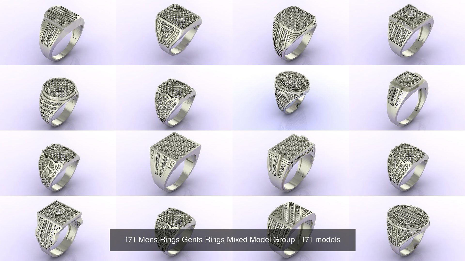 171 Mens Rings Gents Rings Mixed Model Group 3D Model Collection_4