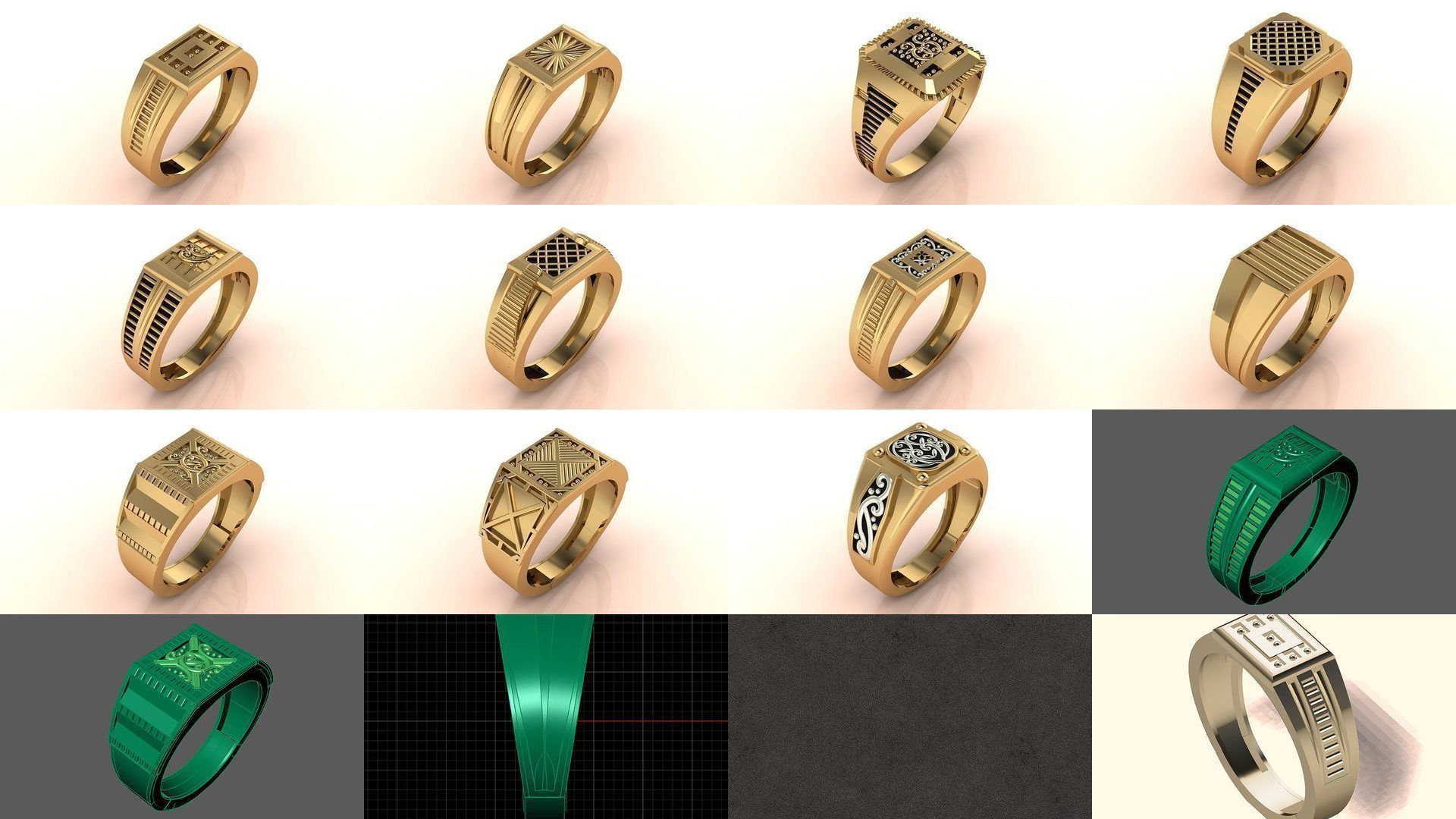 171 Mens Rings Gents Rings Mixed Model Group 3D Model Collection_19