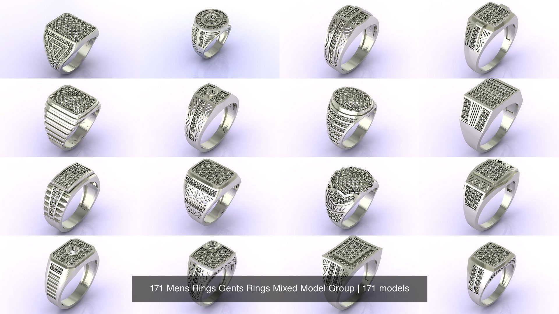 171 Mens Rings Gents Rings Mixed Model Group 3D Model Collection_6