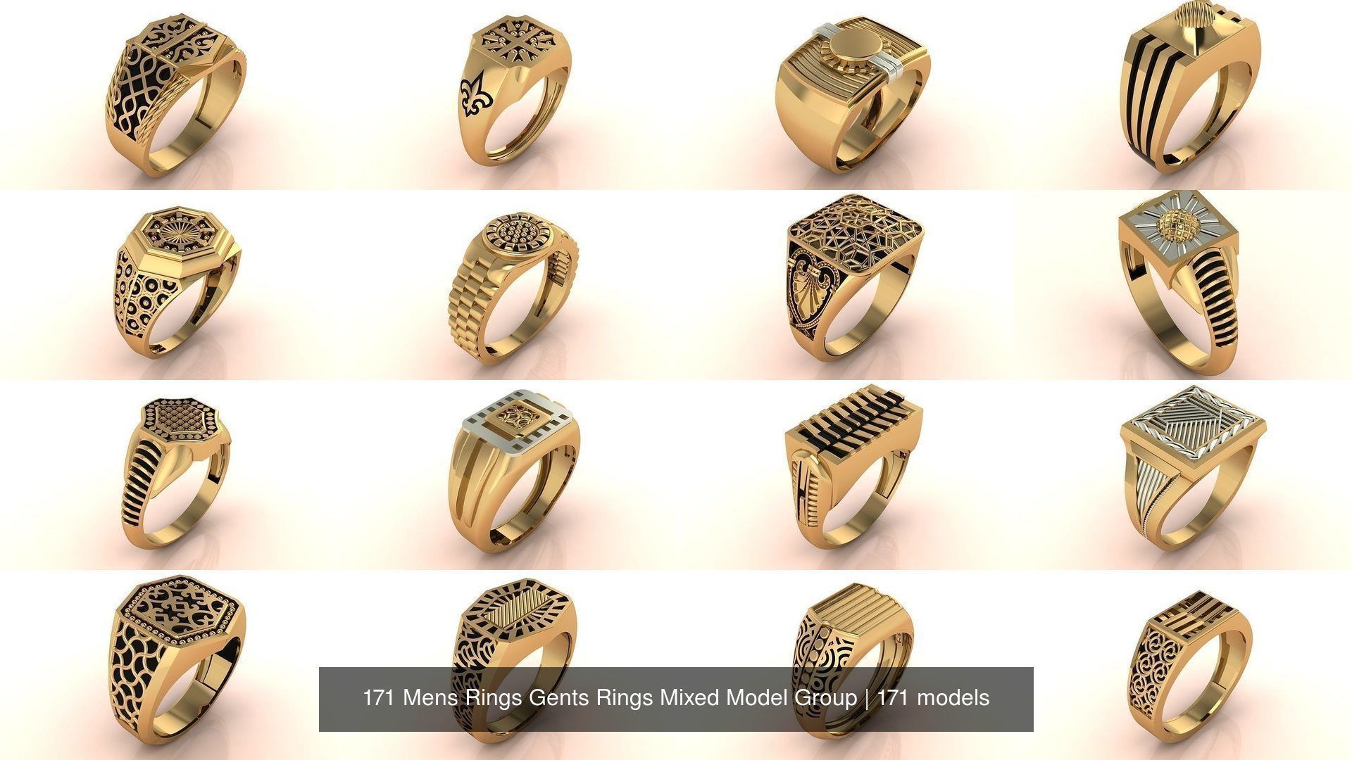 171 Mens Rings Gents Rings Mixed Model Group 3D Model Collection_16
