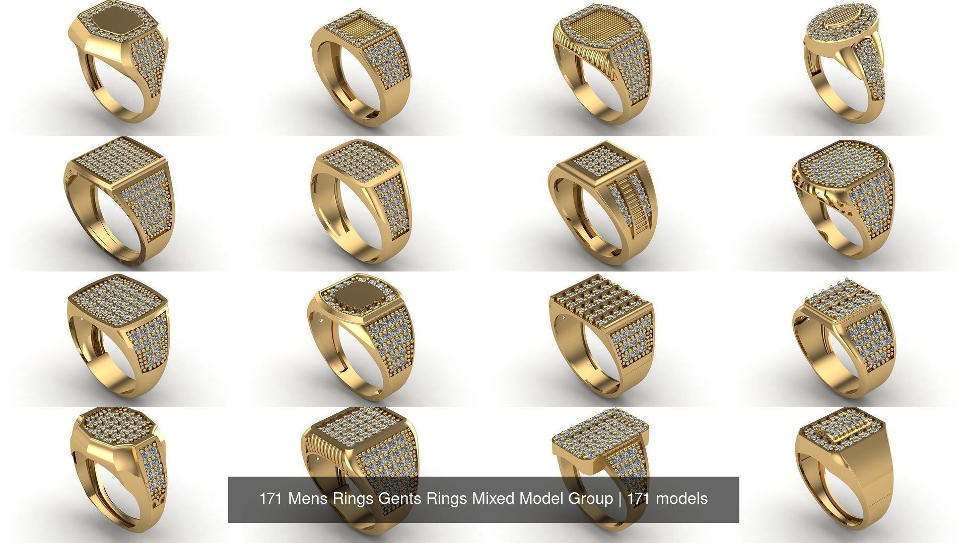 171 Mens Rings Gents Rings Mixed Model Group 3D Model Collection_12