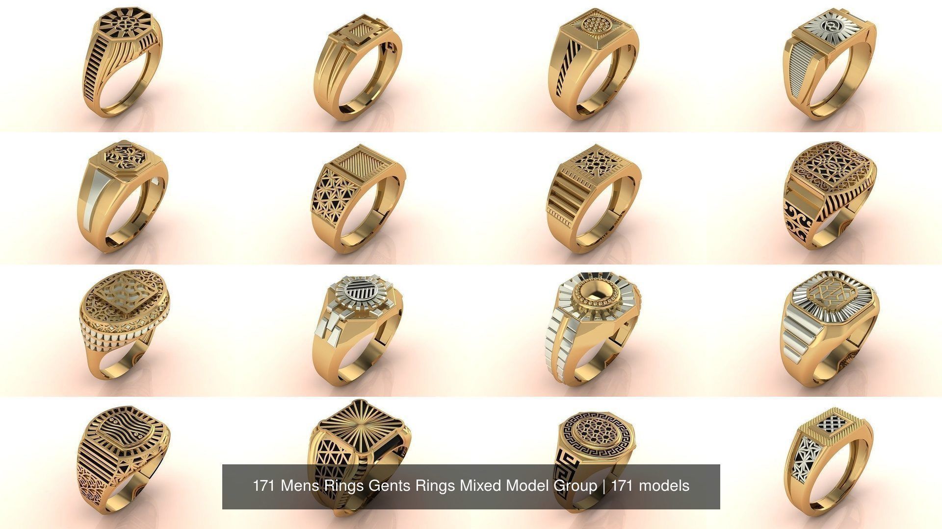 171 Mens Rings Gents Rings Mixed Model Group 3D Model Collection_18
