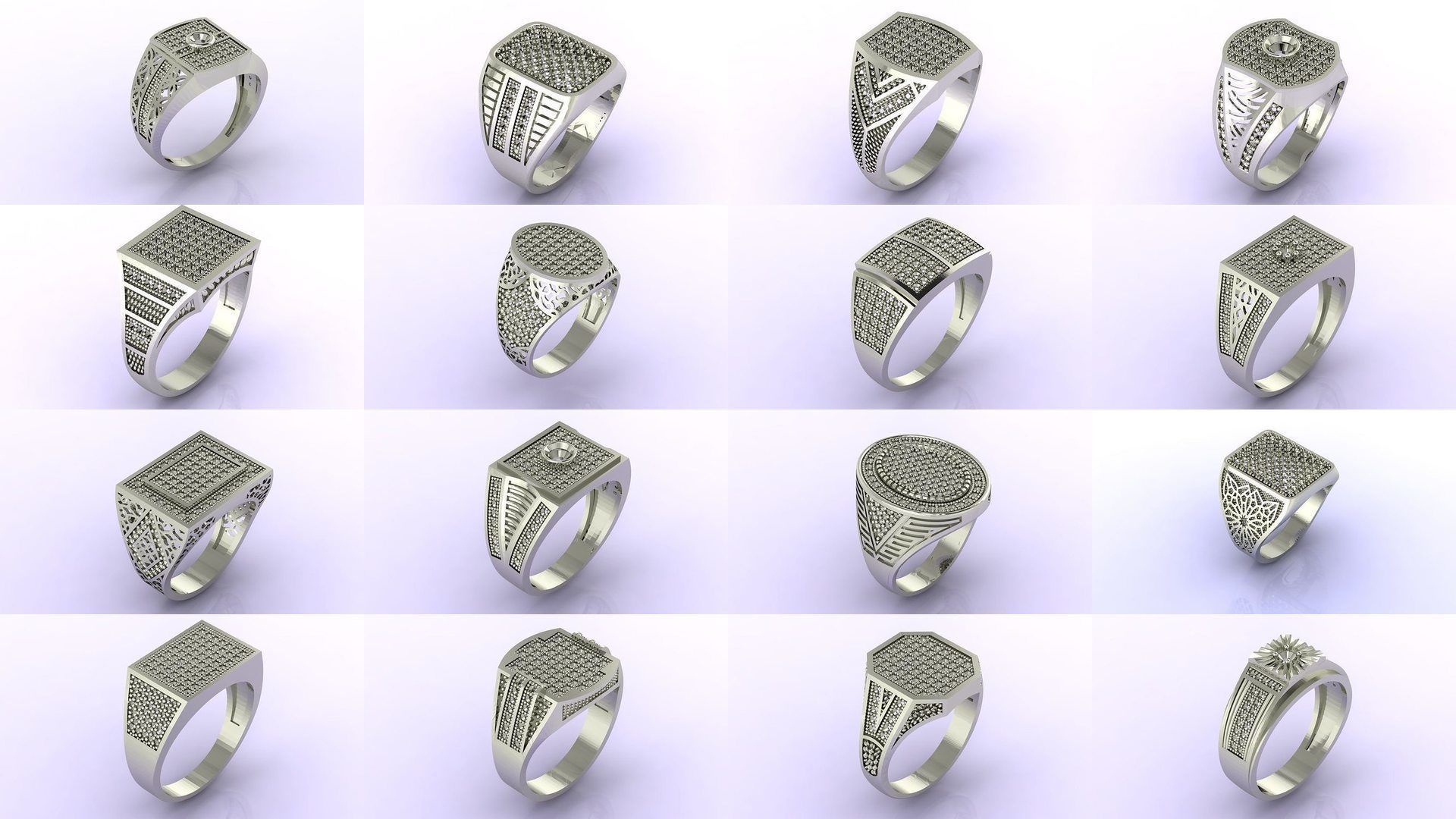 171 Mens Rings Gents Rings Mixed Model Group 3D Model Collection_1