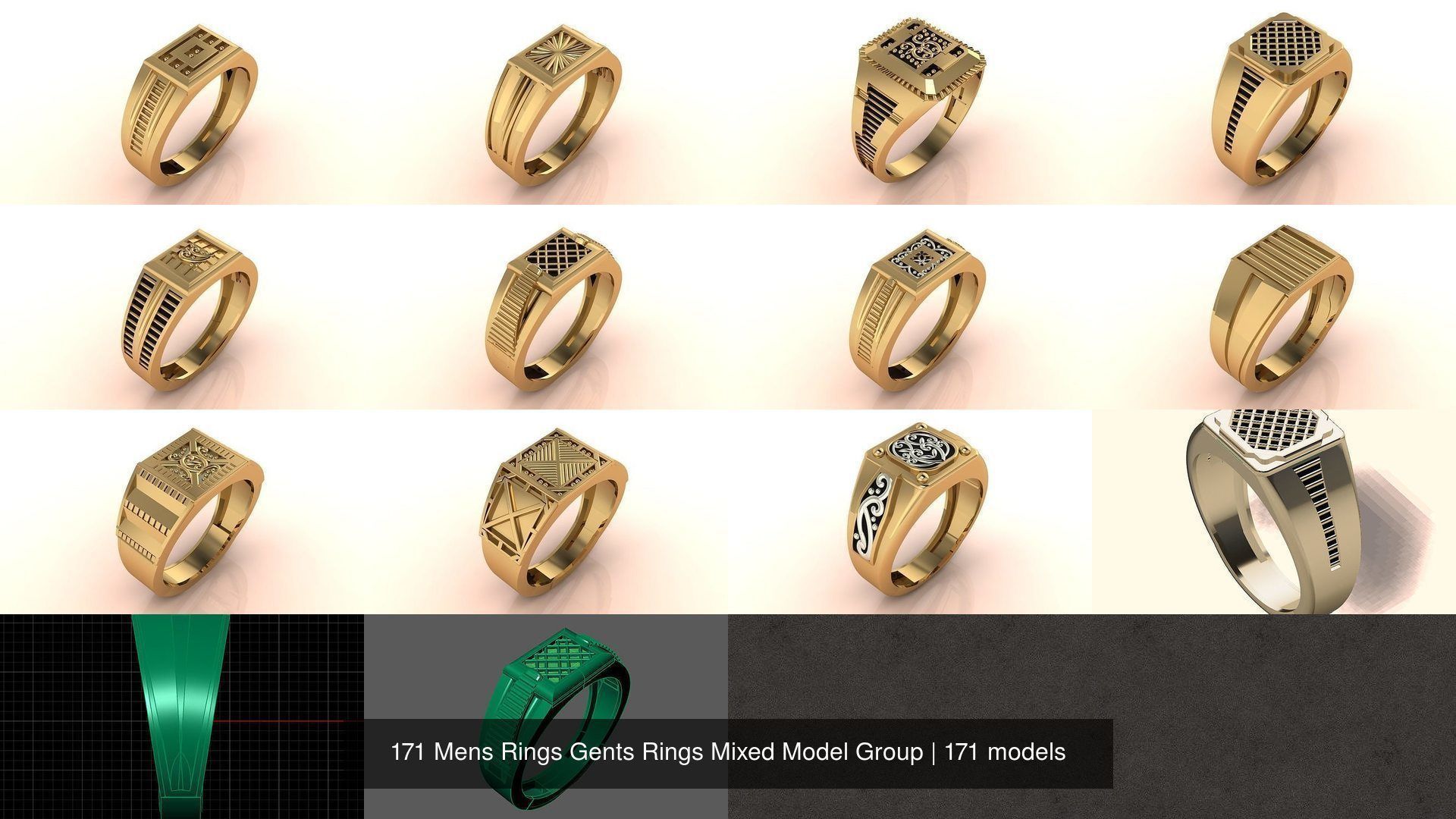 171 Mens Rings Gents Rings Mixed Model Group 3D Model Collection_20