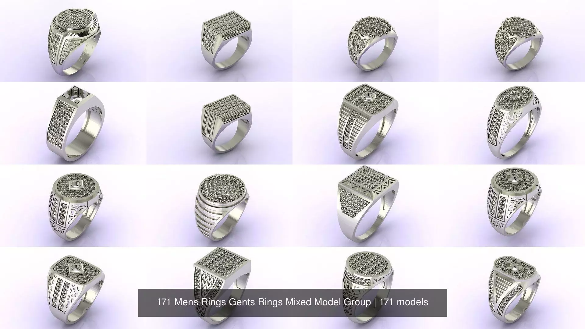 171 Mens Rings Gents Rings Mixed Model Group 3D Model Collection_0