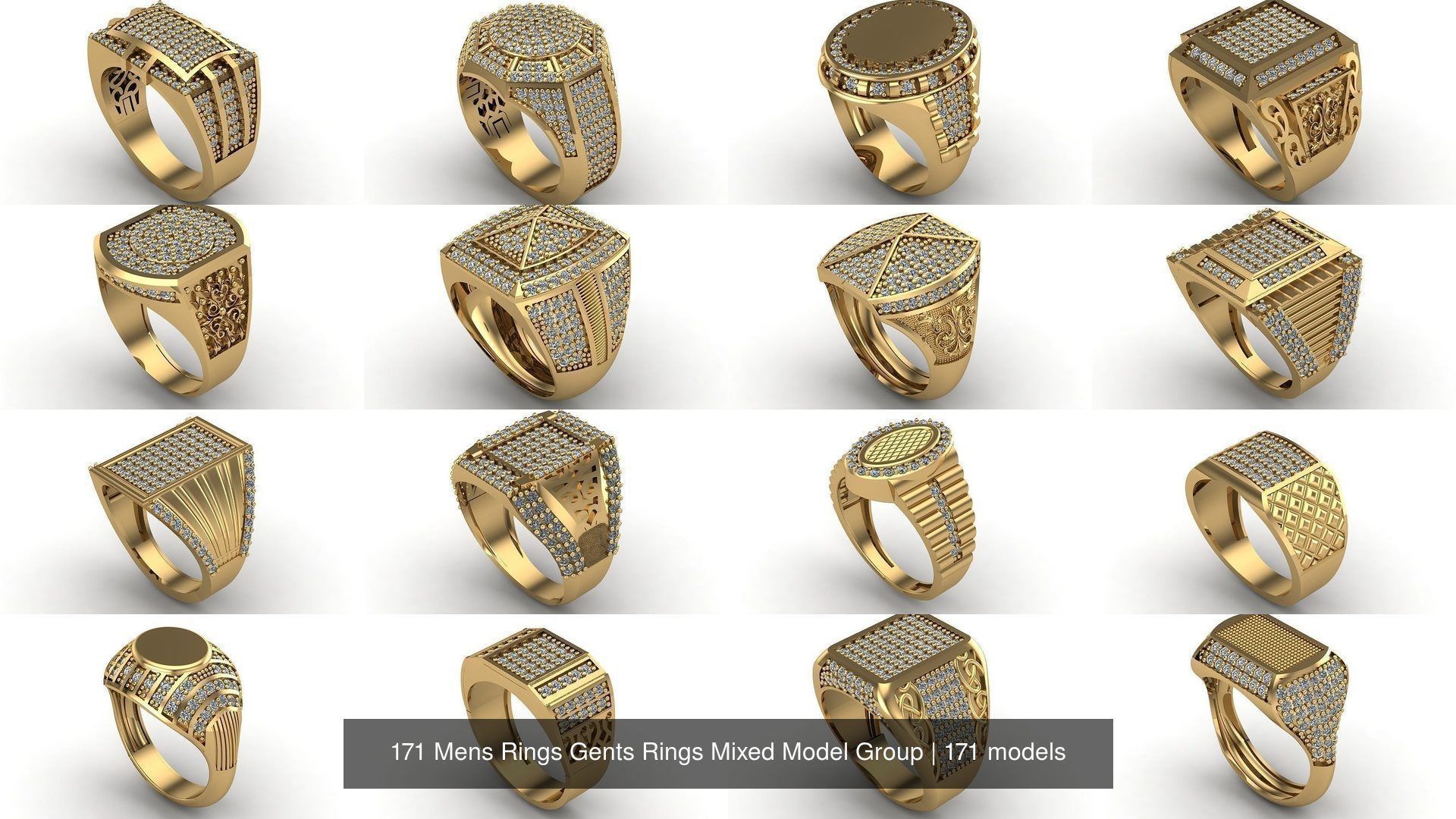 171 Mens Rings Gents Rings Mixed Model Group 3D Model Collection_10