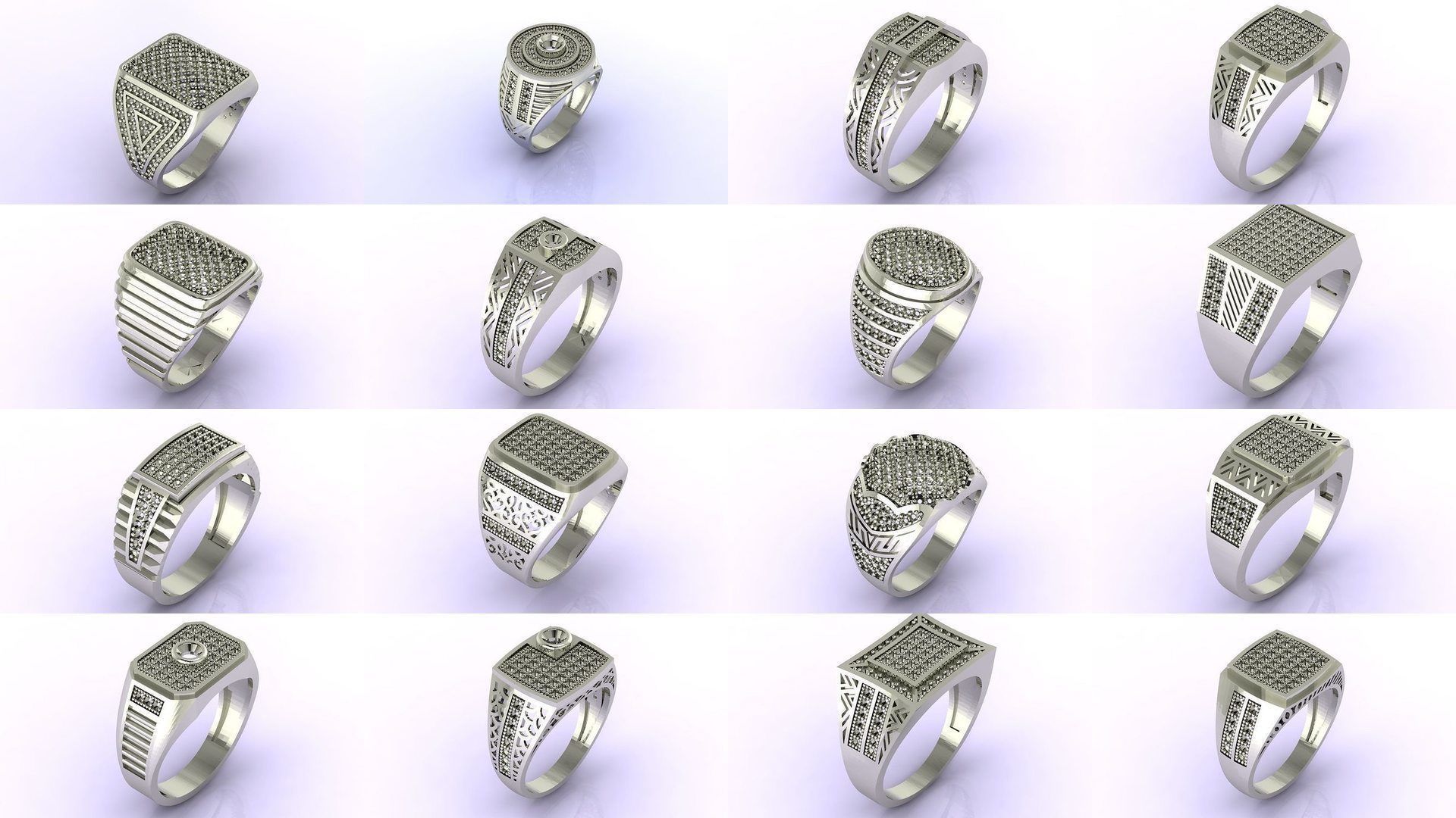 171 Mens Rings Gents Rings Mixed Model Group 3D Model Collection_5