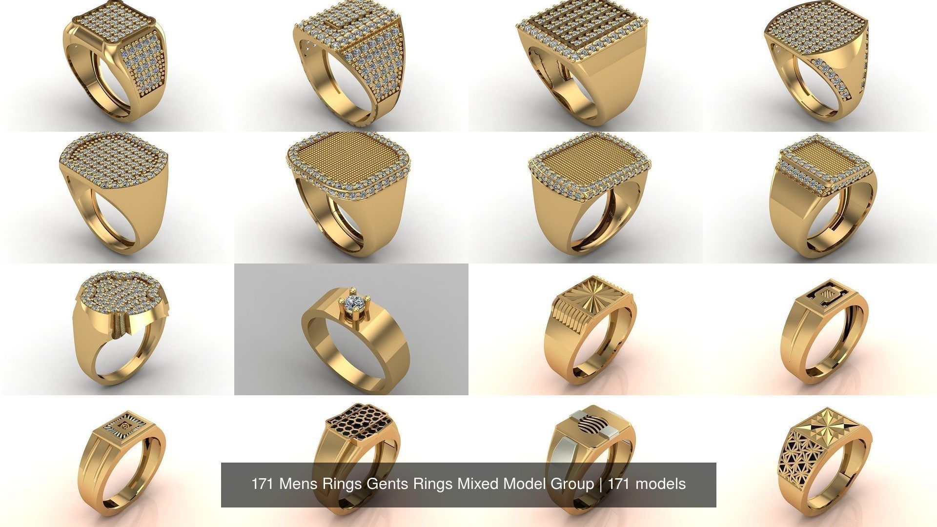 171 Mens Rings Gents Rings Mixed Model Group 3D Model Collection_14