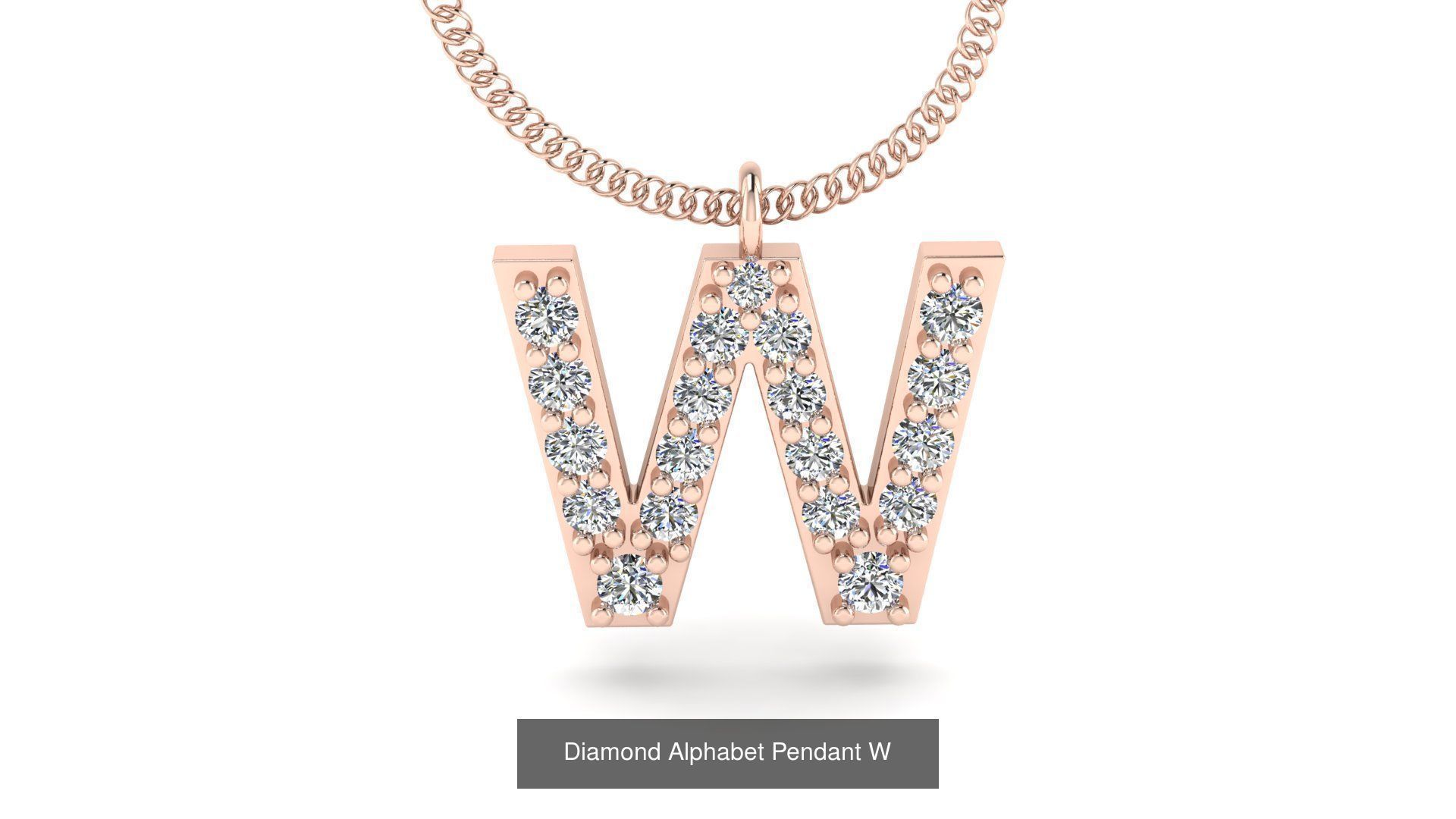 Diamond Alphabet Pendant 3D Model Collection_26