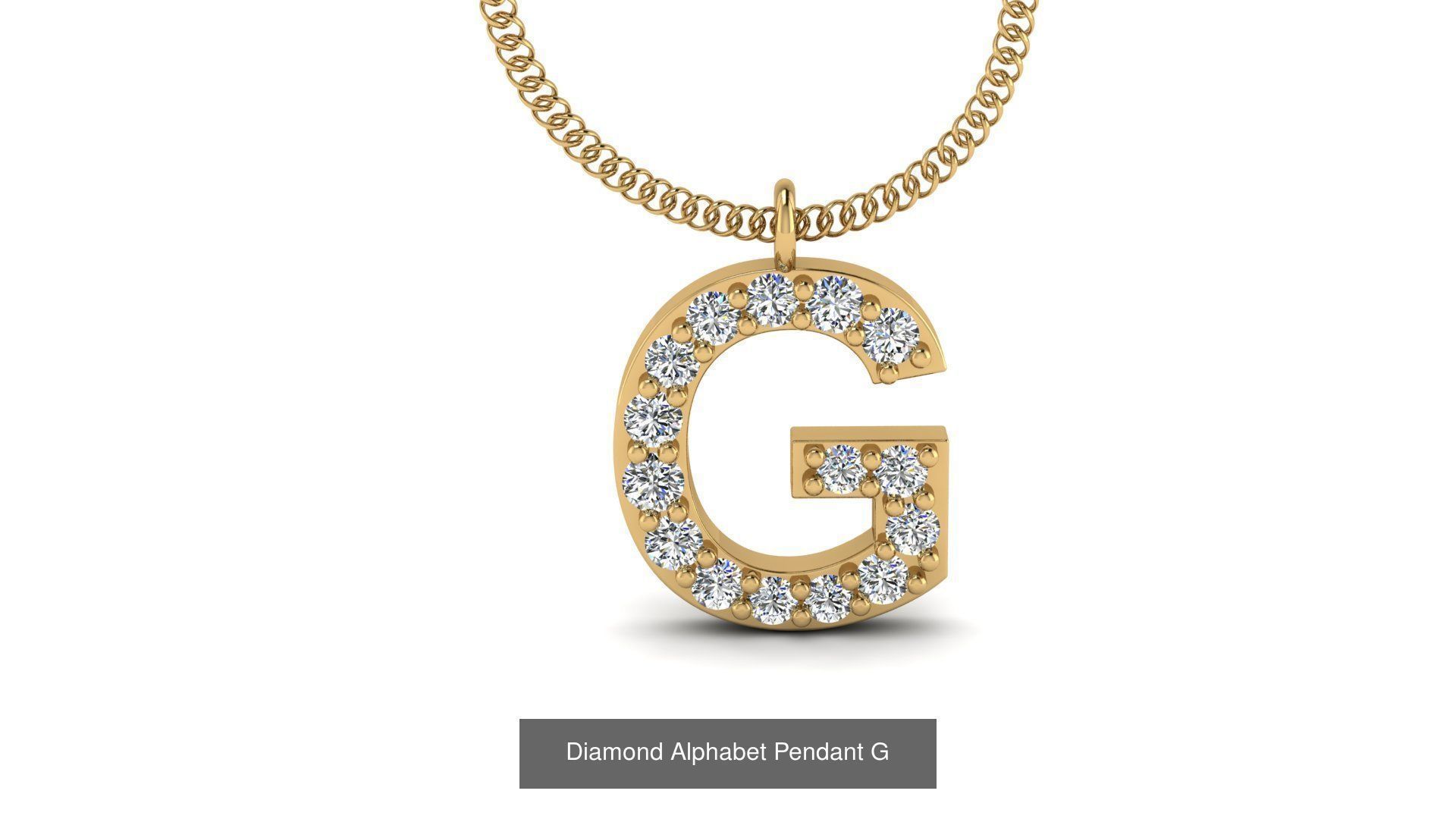 Diamond Alphabet Pendant 3D Model Collection_10