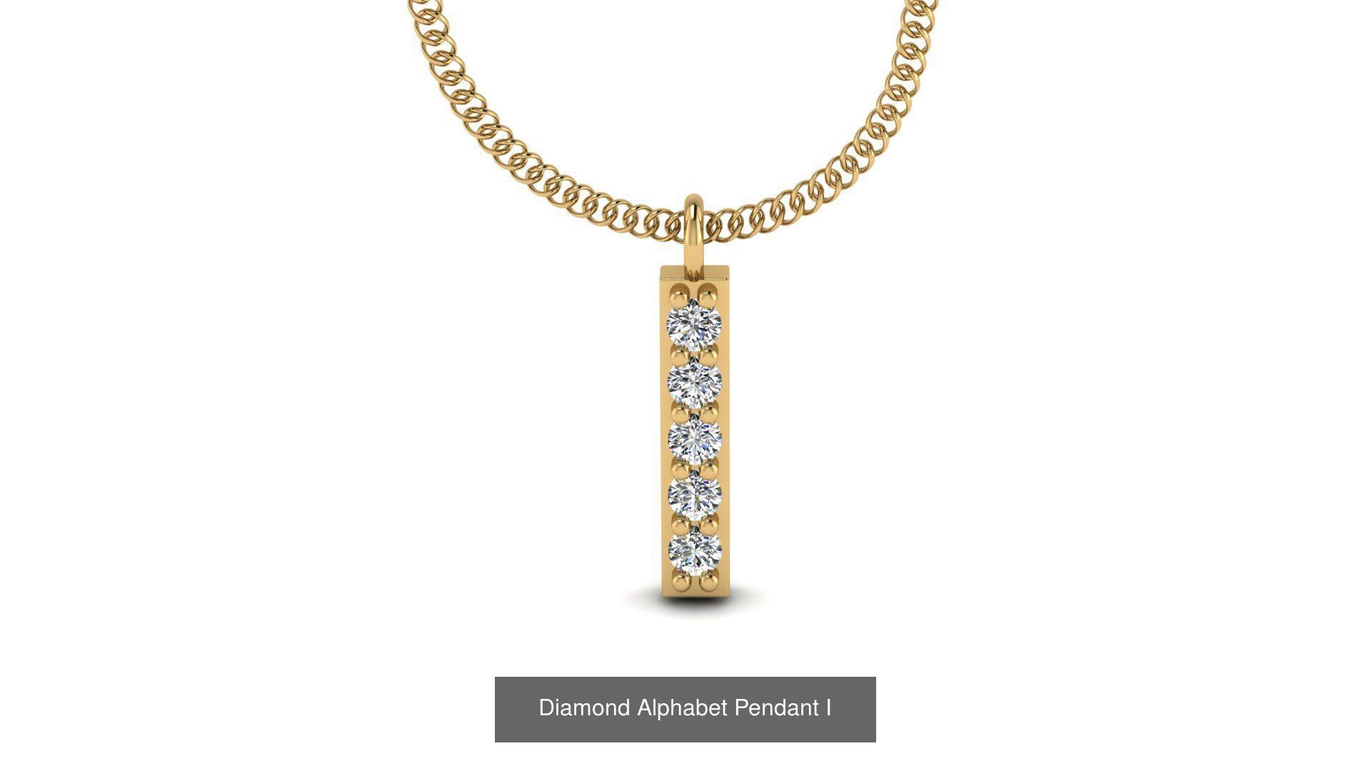 Diamond Alphabet Pendant 3D Model Collection_12