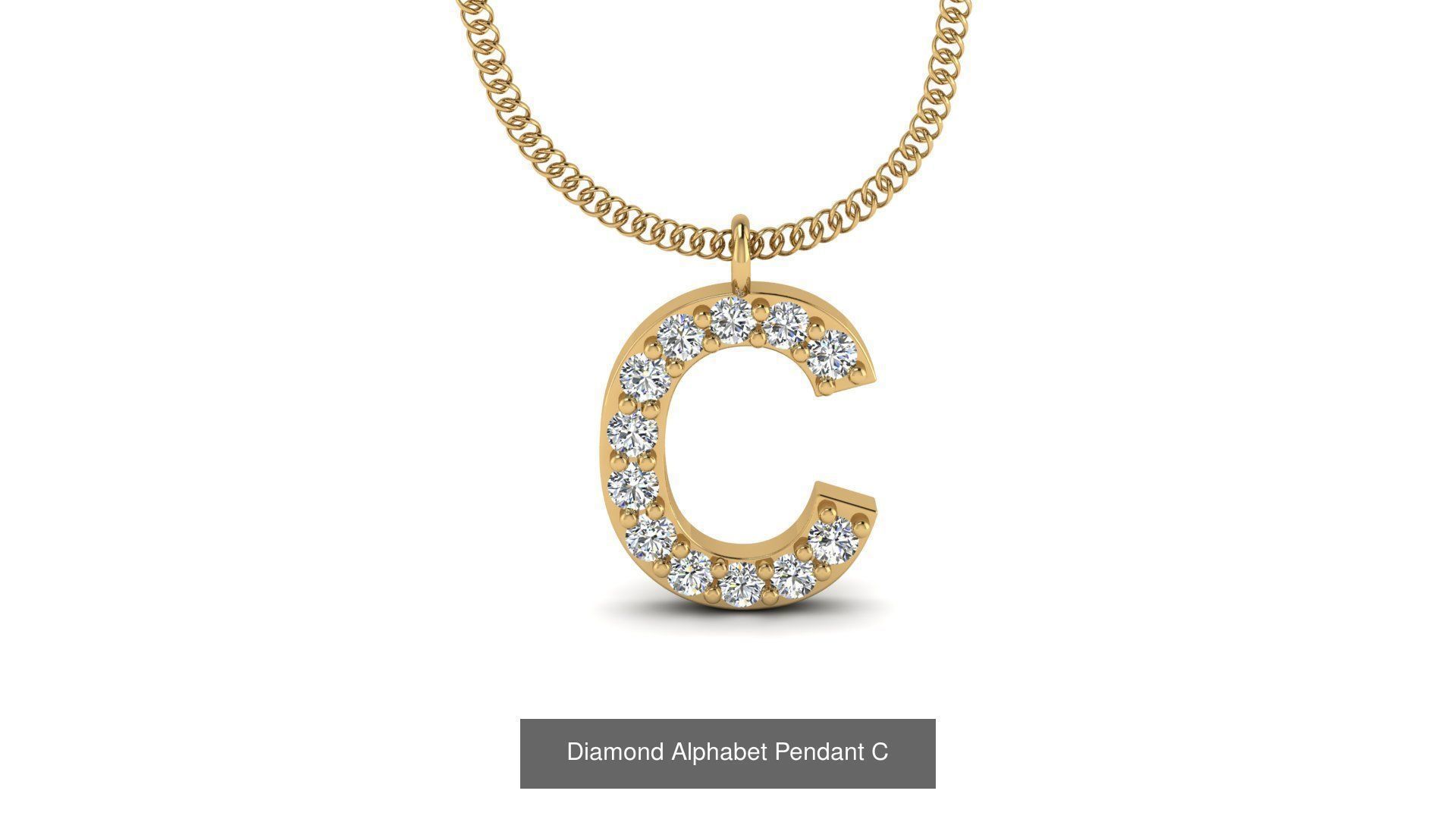 Diamond Alphabet Pendant 3D Model Collection_6