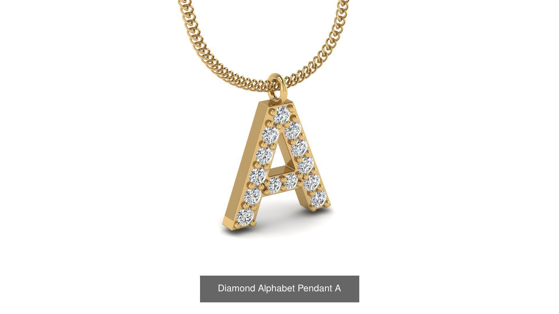 Diamond Alphabet Pendant 3D Model Collection_4