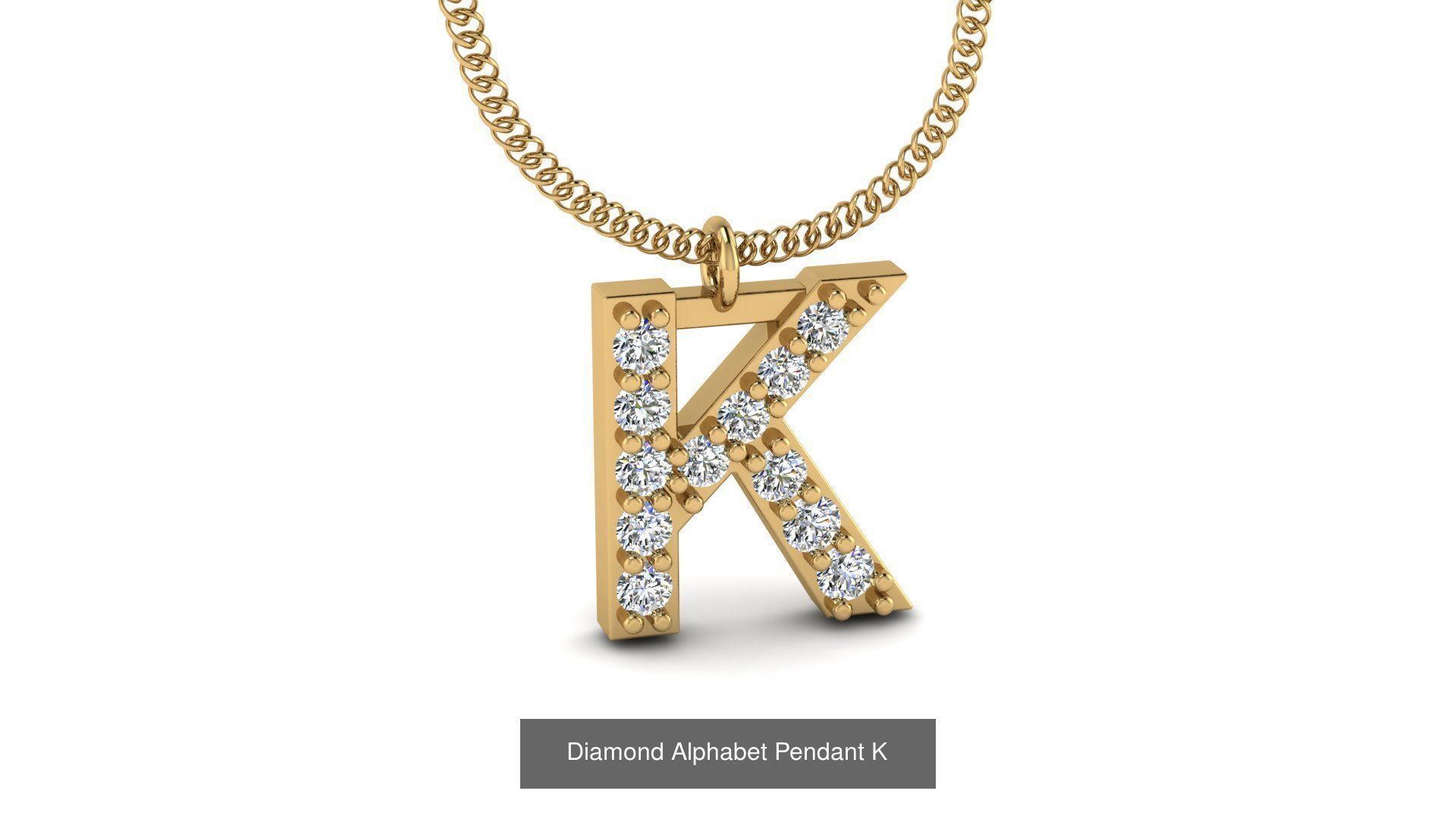 Diamond Alphabet Pendant 3D Model Collection_14