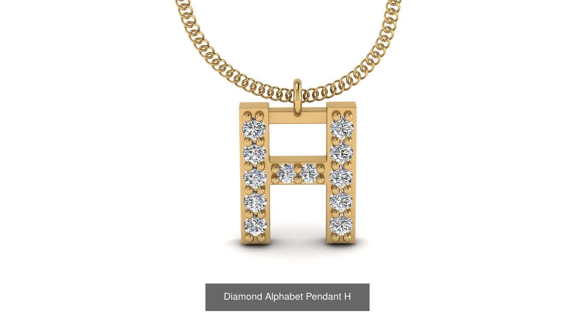 Diamond Alphabet Pendant 3D Model Collection_11